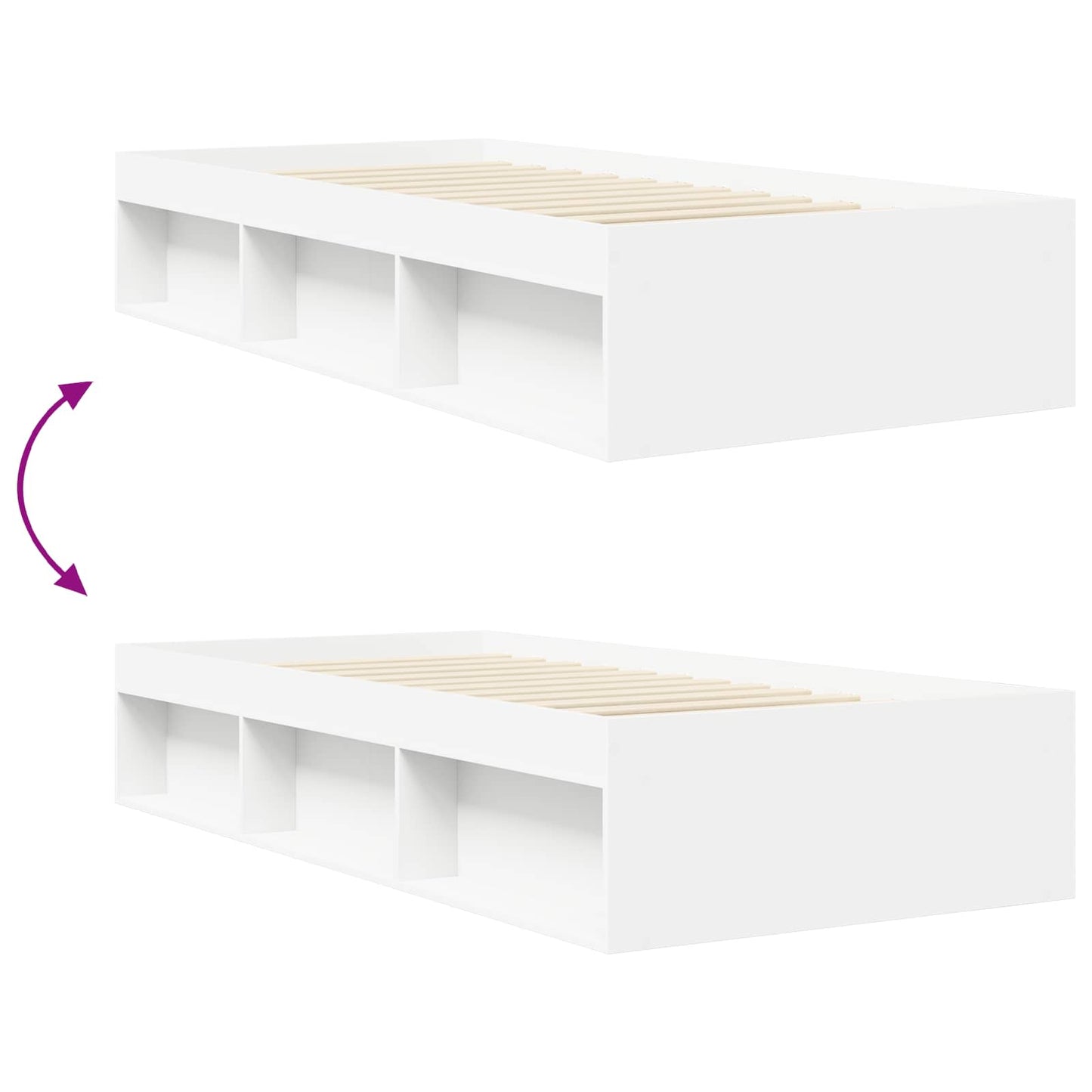 Sengestel med opbevaring Hvid 80 x 200 cm Konstrueret træ