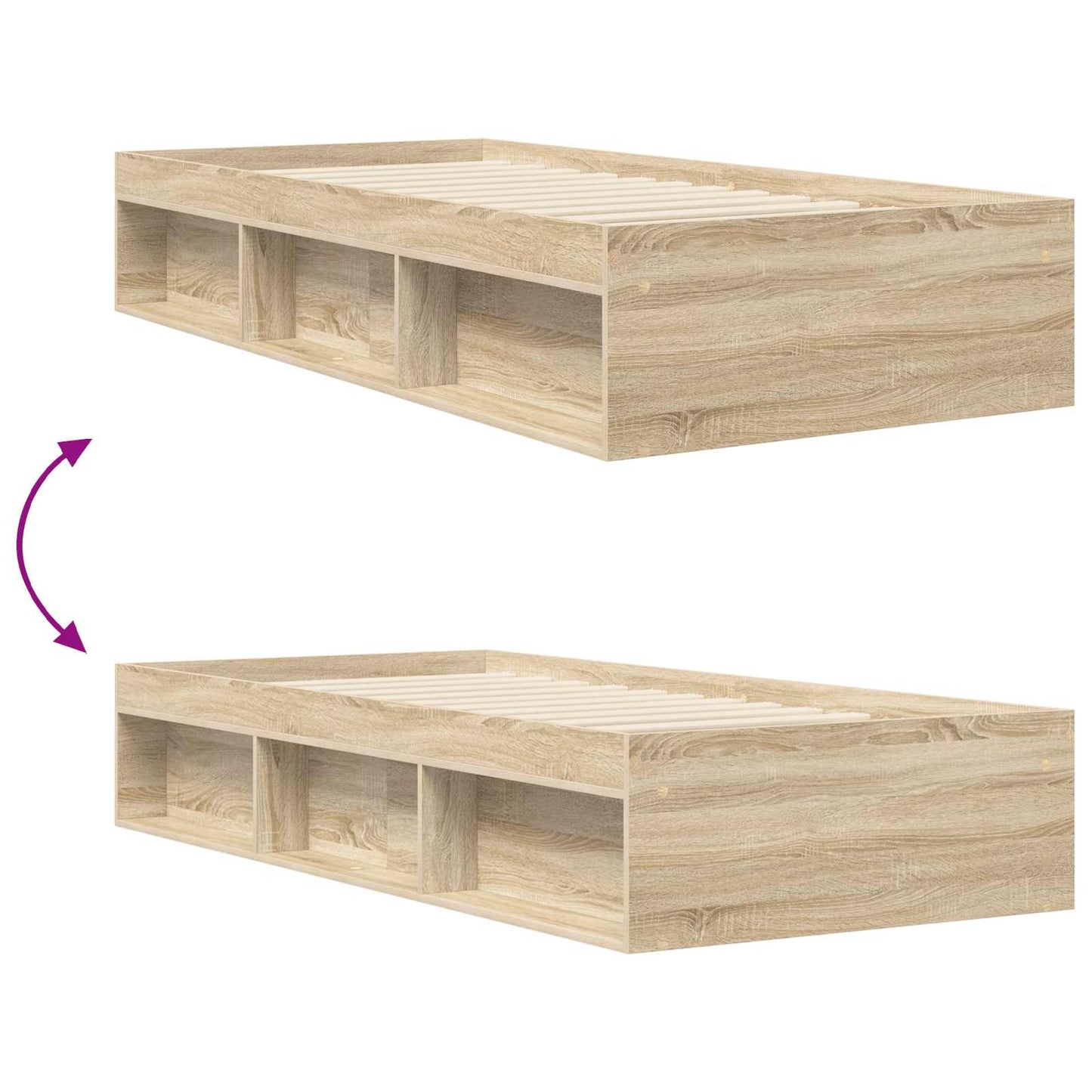 Sengestel med opbevaring Sonoma-eg 80 x 200 cm Konstrueret træ