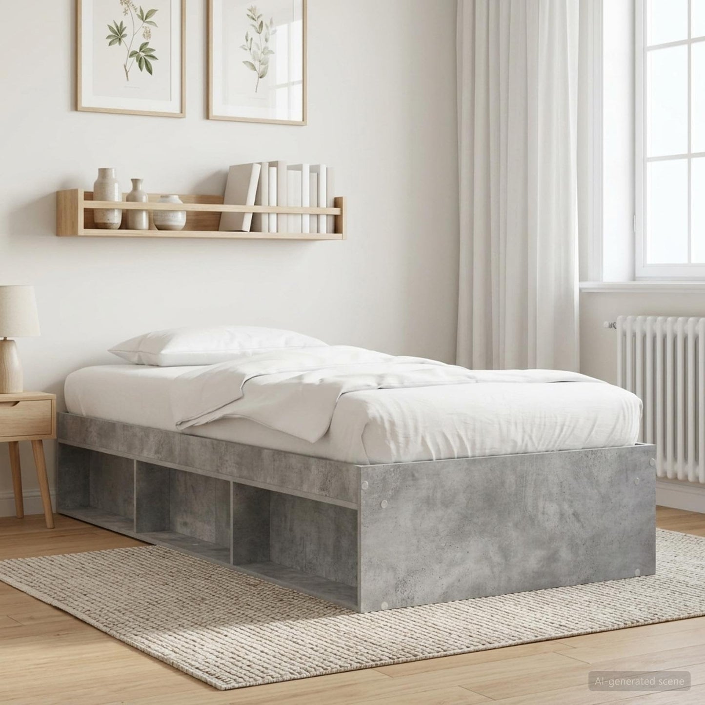Sengestel med opbevaring Betongrå 80 x 200 cm Konstrueret træ