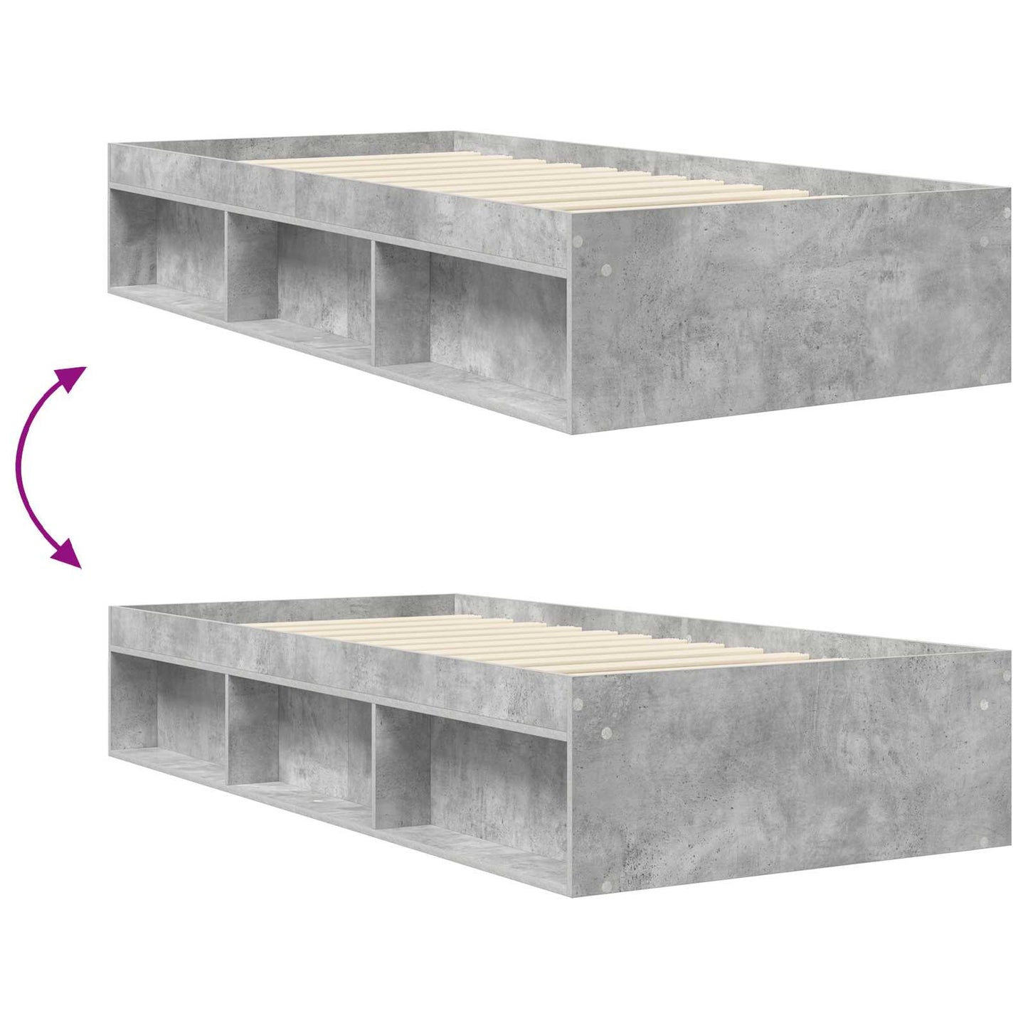 Sengestel med opbevaring Betongrå 80 x 200 cm Konstrueret træ