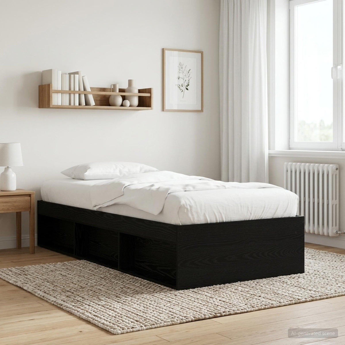 Sengestel med opbevaring Sort eg 80 x 200 cm Konstrueret træ