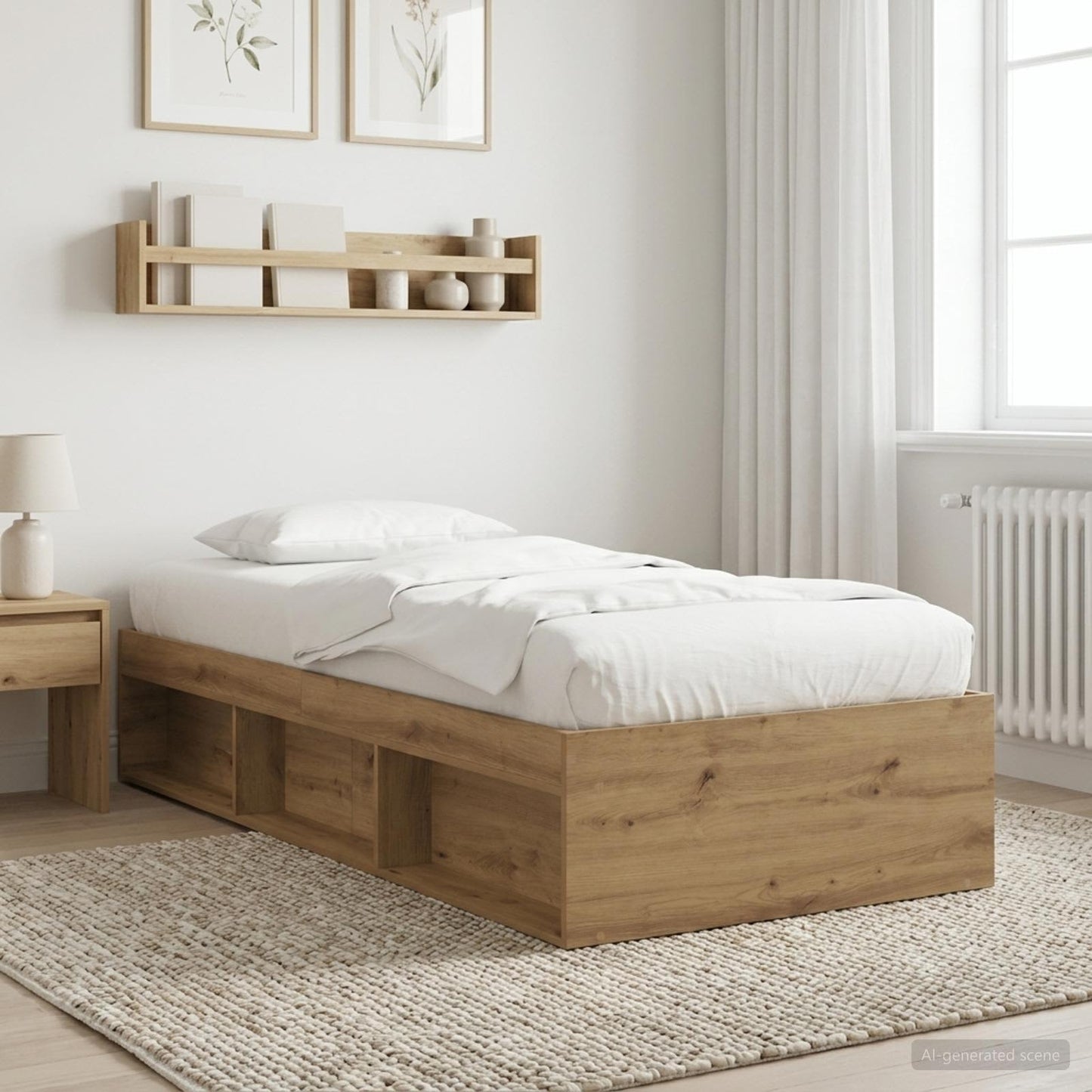 Sengestel med opbevaring Artisan-eg 80 x 200 cm Konstrueret træ