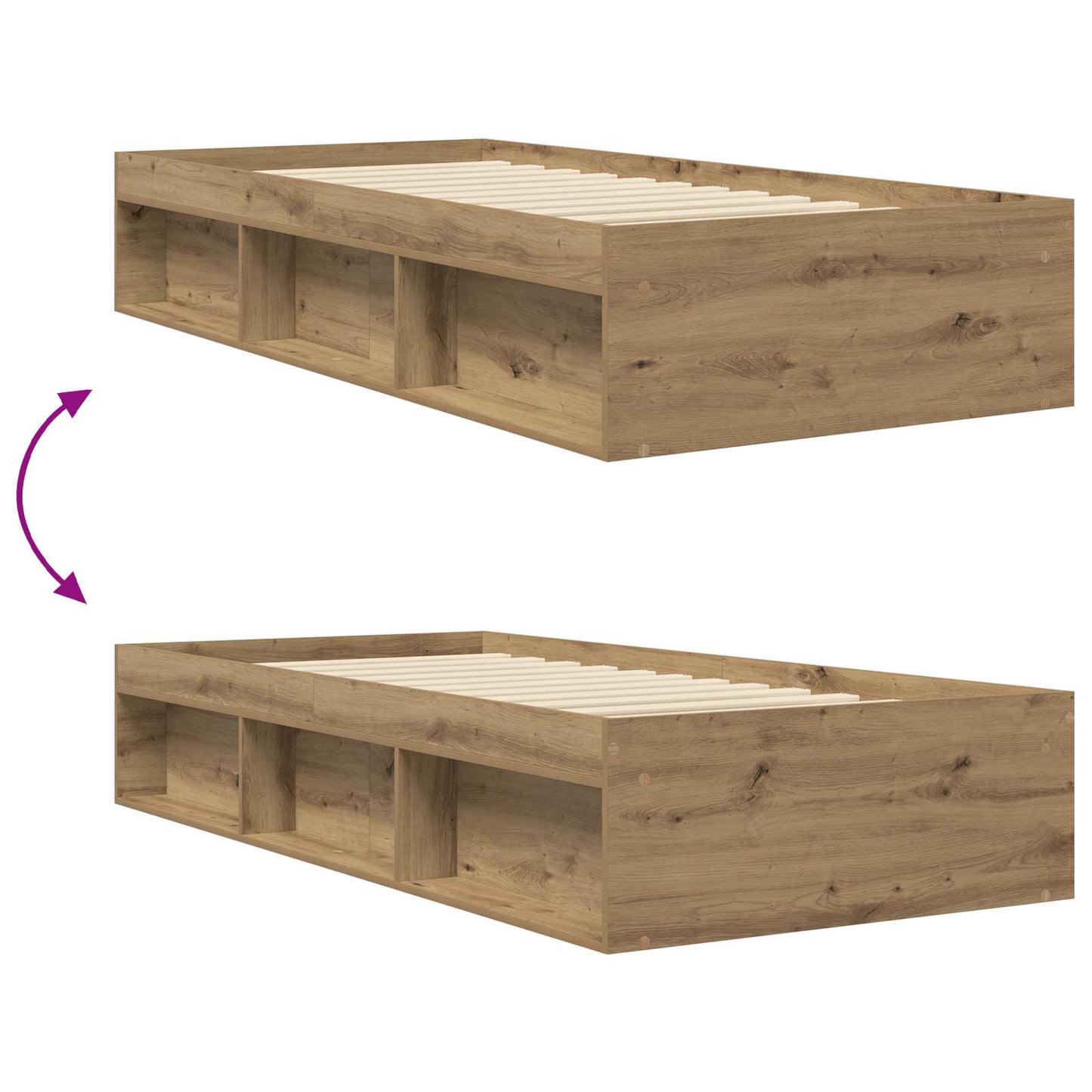 Sengestel med opbevaring Artisan-eg 80 x 200 cm Konstrueret træ