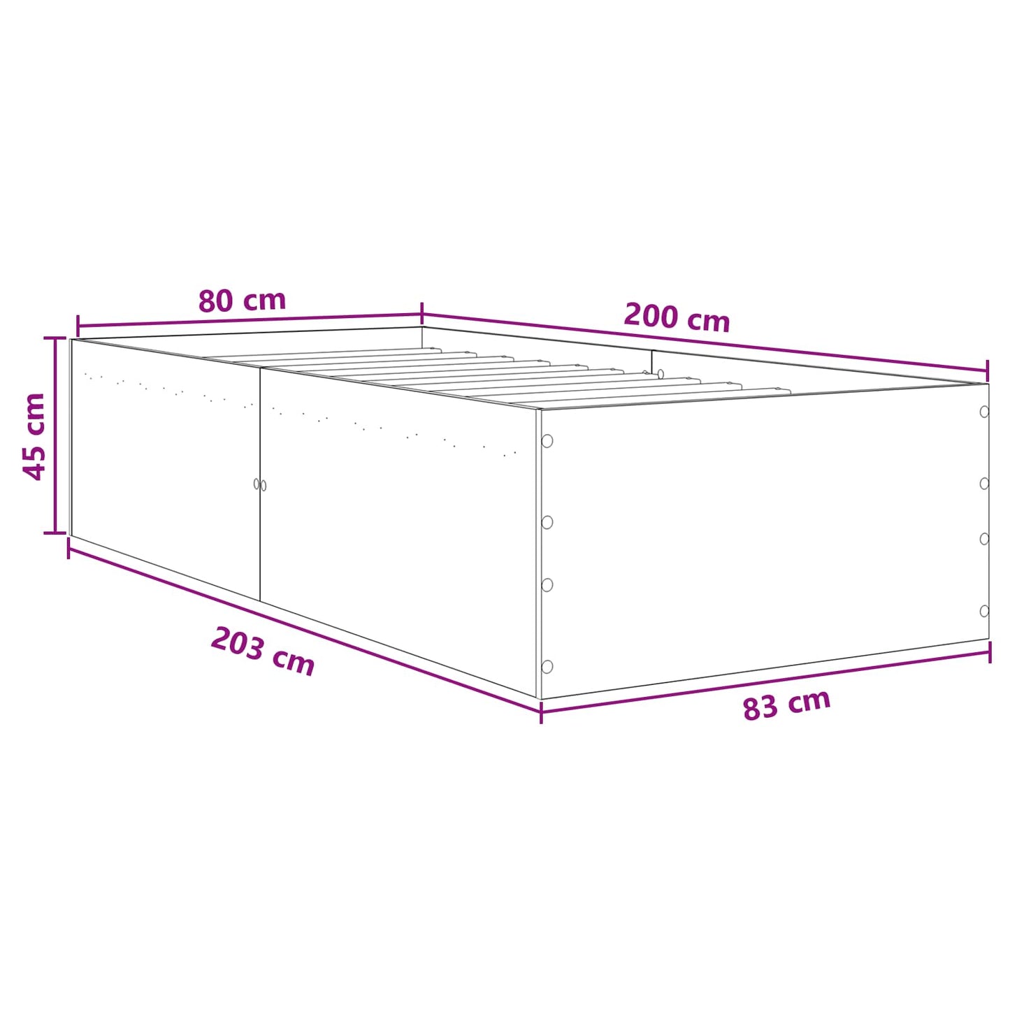 Gulvsengramme Røget eg 80 x 200 cm Konstrueret træ