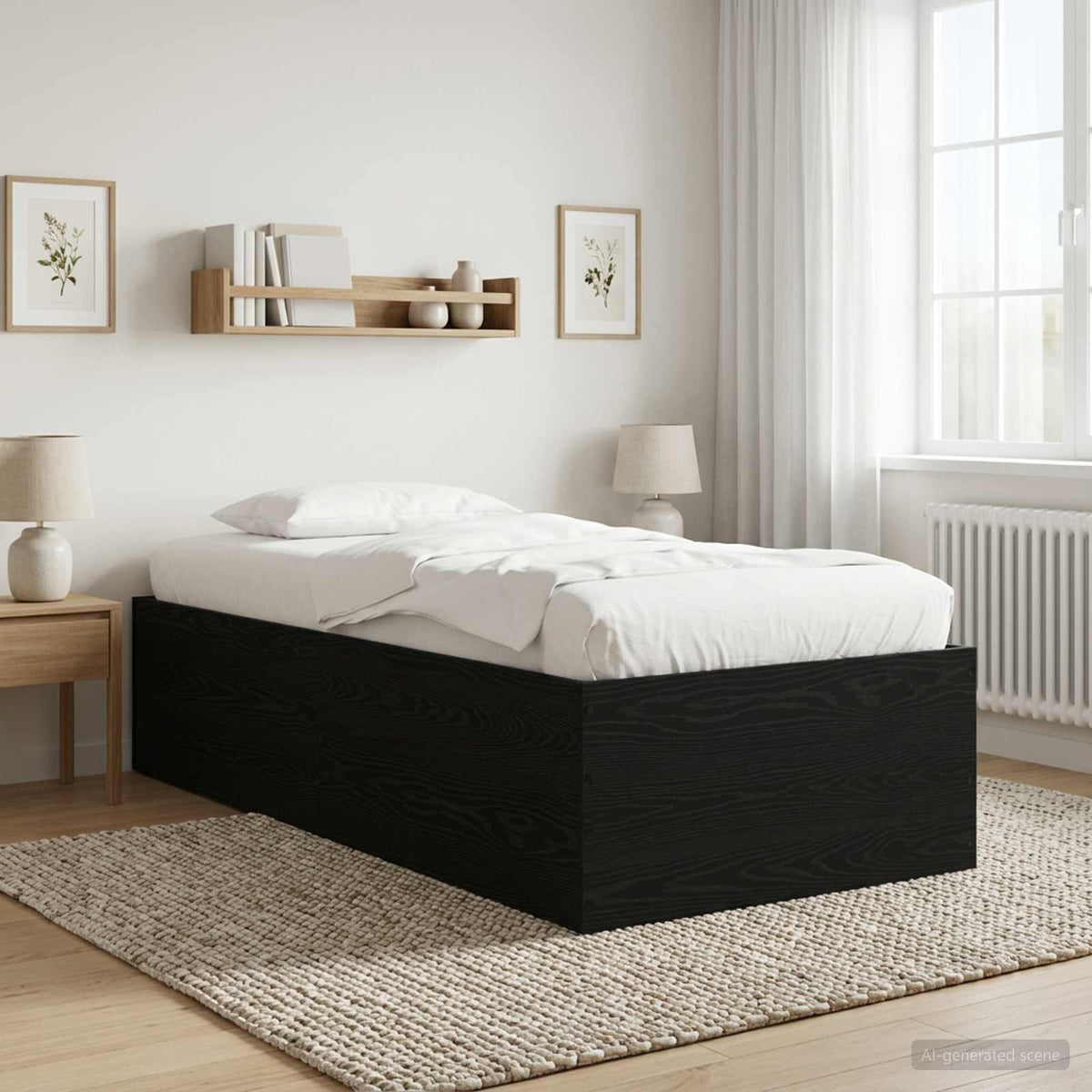 Gulvsengramme Sort eg 80 x 200 cm Konstrueret træ