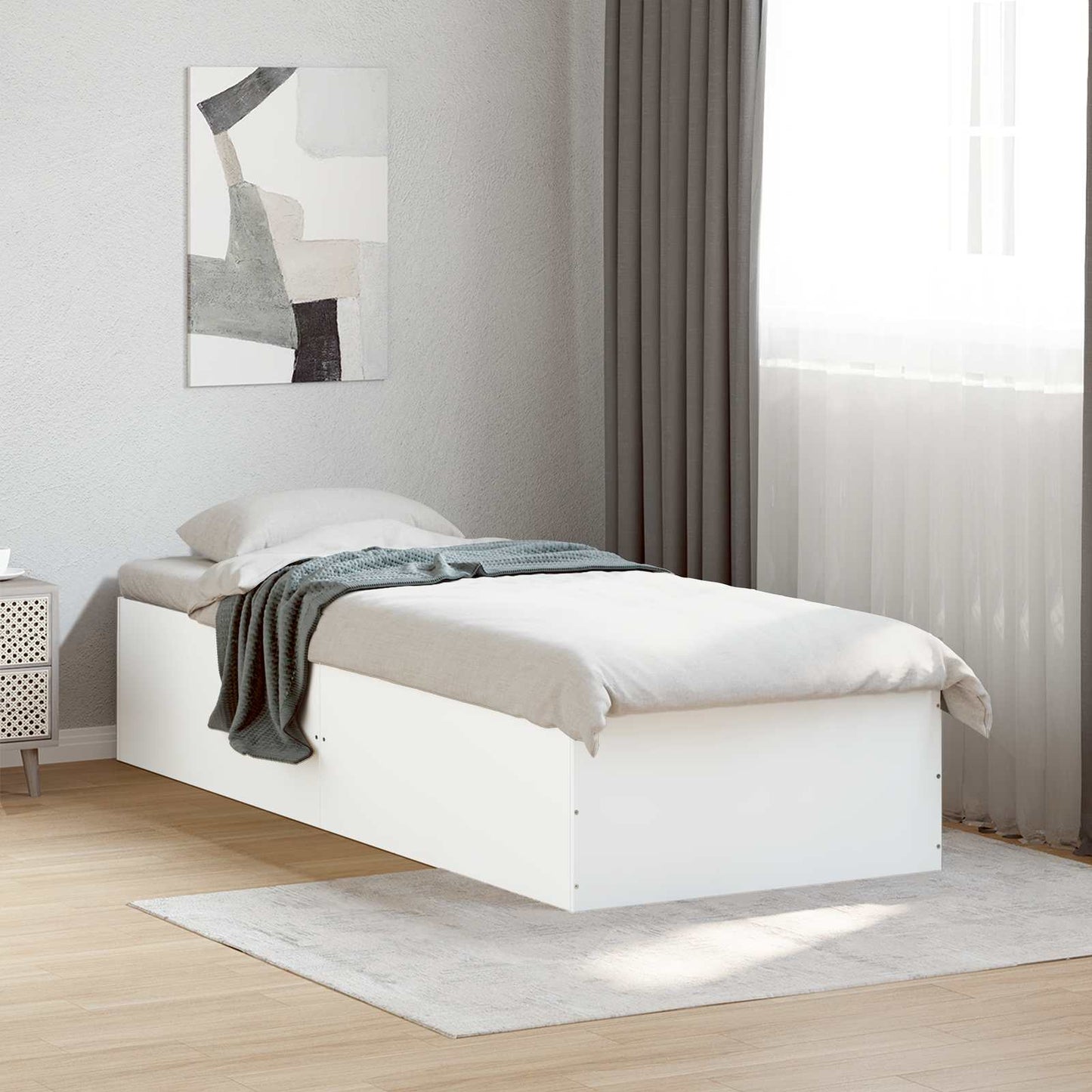 Gulvsengramme Hvid 80 x 200 cm Konstrueret træ