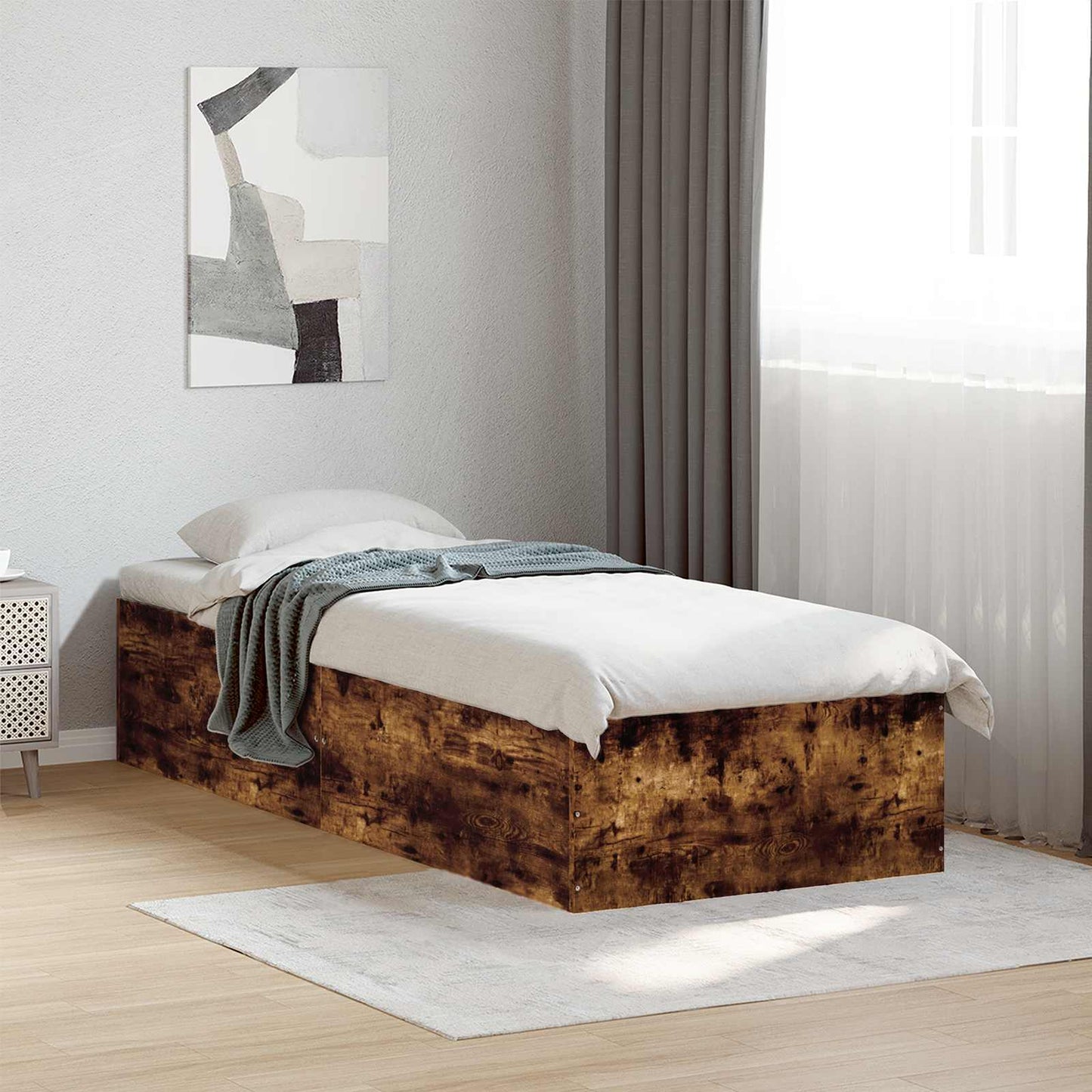 Gulvsengramme Røget eg 80 x 200 cm Konstrueret træ