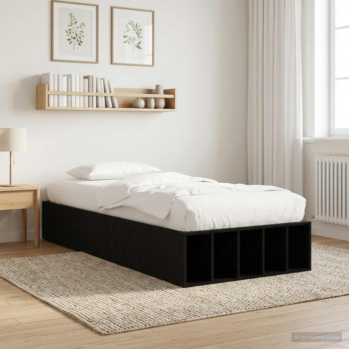 Sengestel med opbevaring Sort eg 80 x 200 cm Konstrueret træ