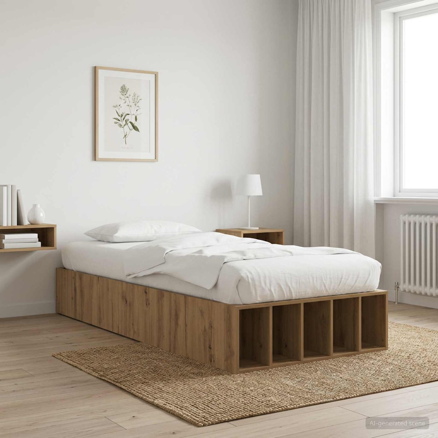Sengestel med opbevaring Artisan-eg 80 x 200 cm Konstrueret træ