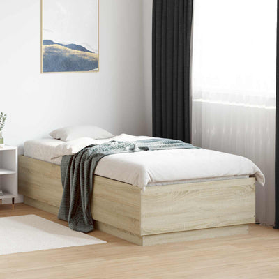 Senge ramme med LED Sonoma-eg 80 x 200 cm Konstrueret træ