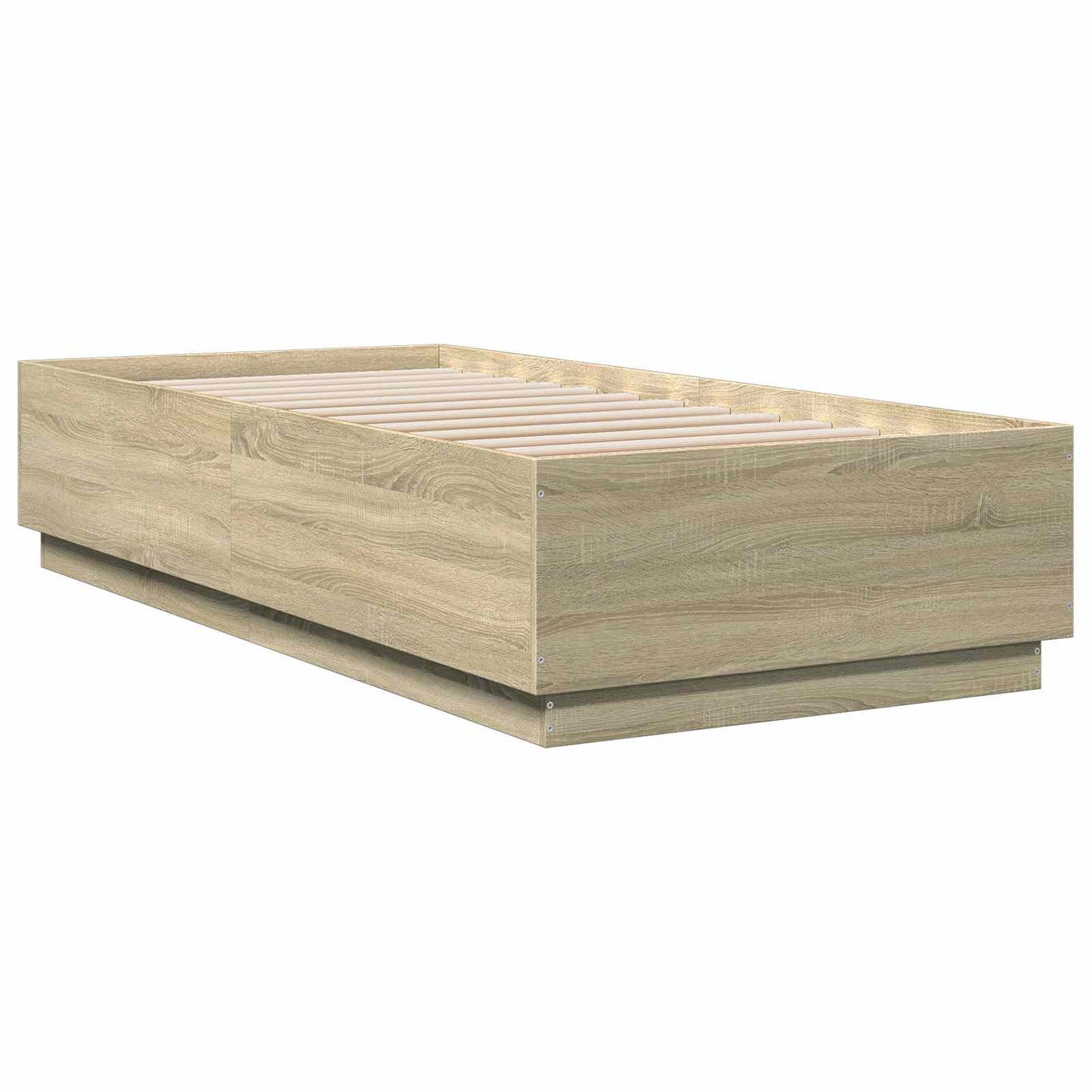 Senge ramme med LED Sonoma-eg 80 x 200 cm Konstrueret træ