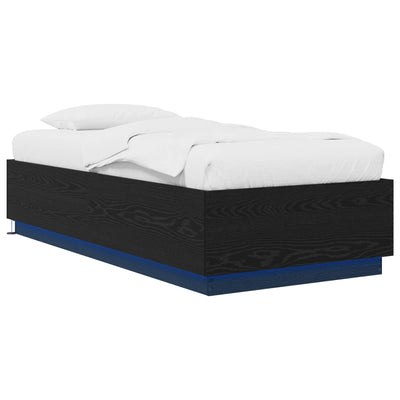 Senge ramme med LED Sort eg 80 x 200 cm Konstrueret træ
