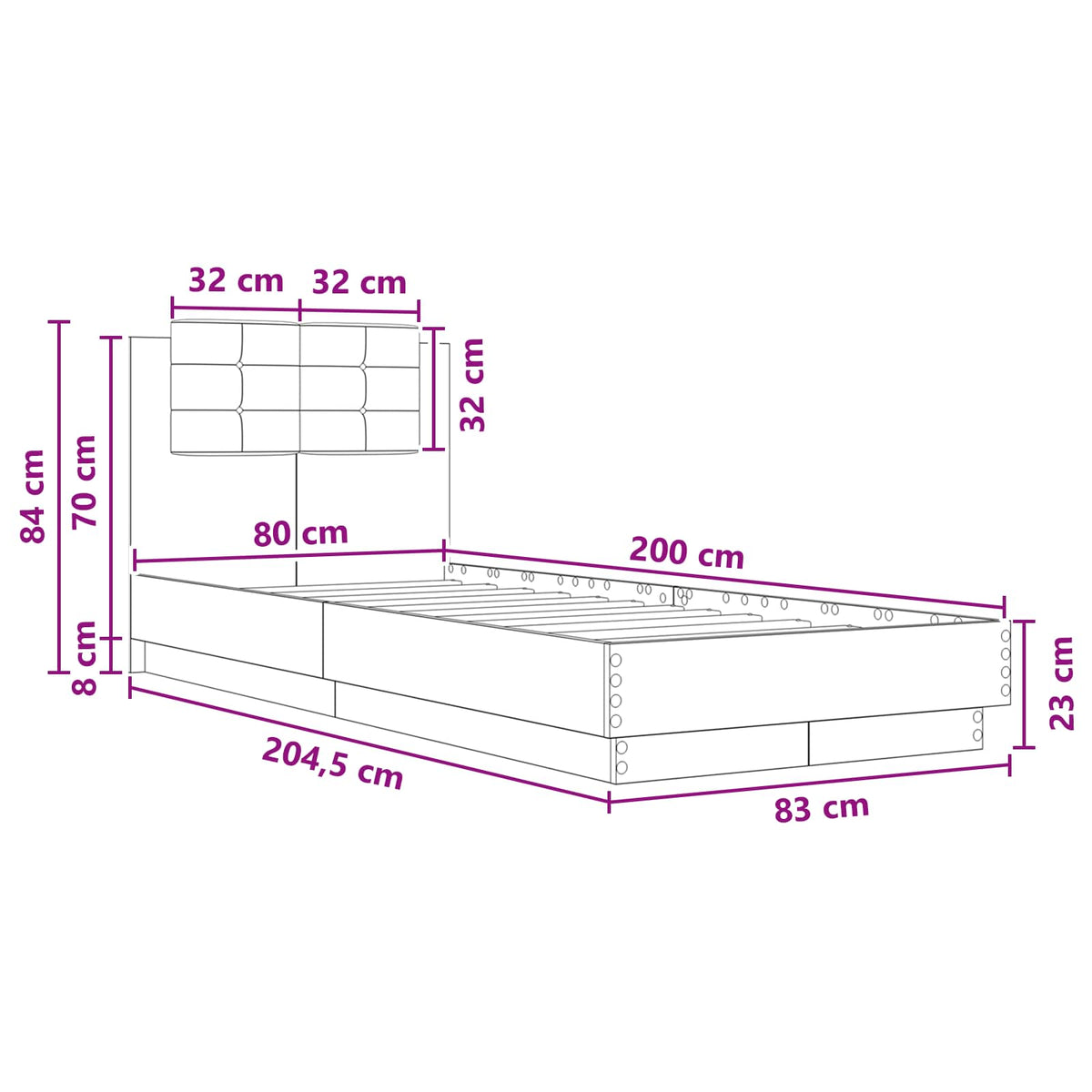 Sengestel med hovedgærde med hovedgærde Gammelt træ 80 x 200 cm