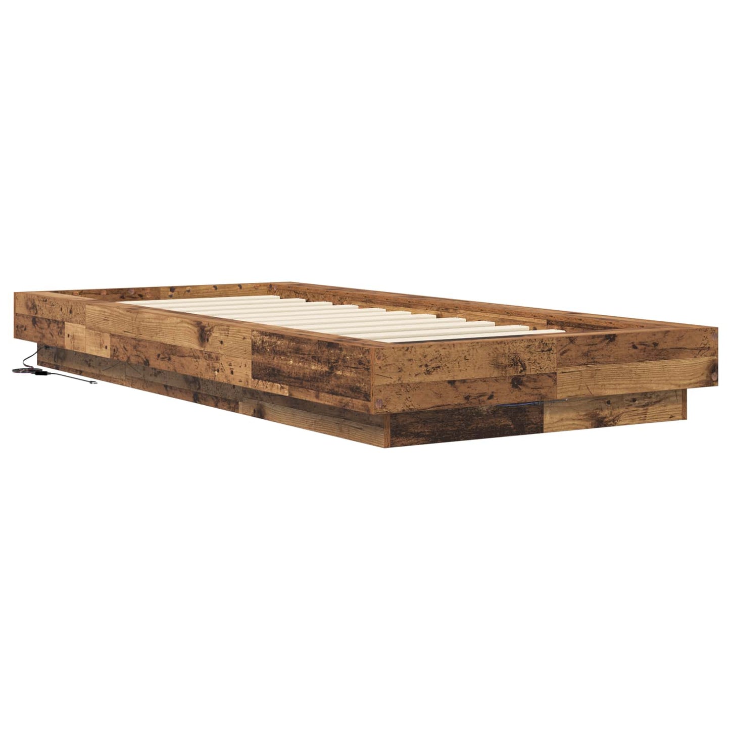 Senge ramme med LED Gammelt træ 80 x 200 cm Konstrueret træ