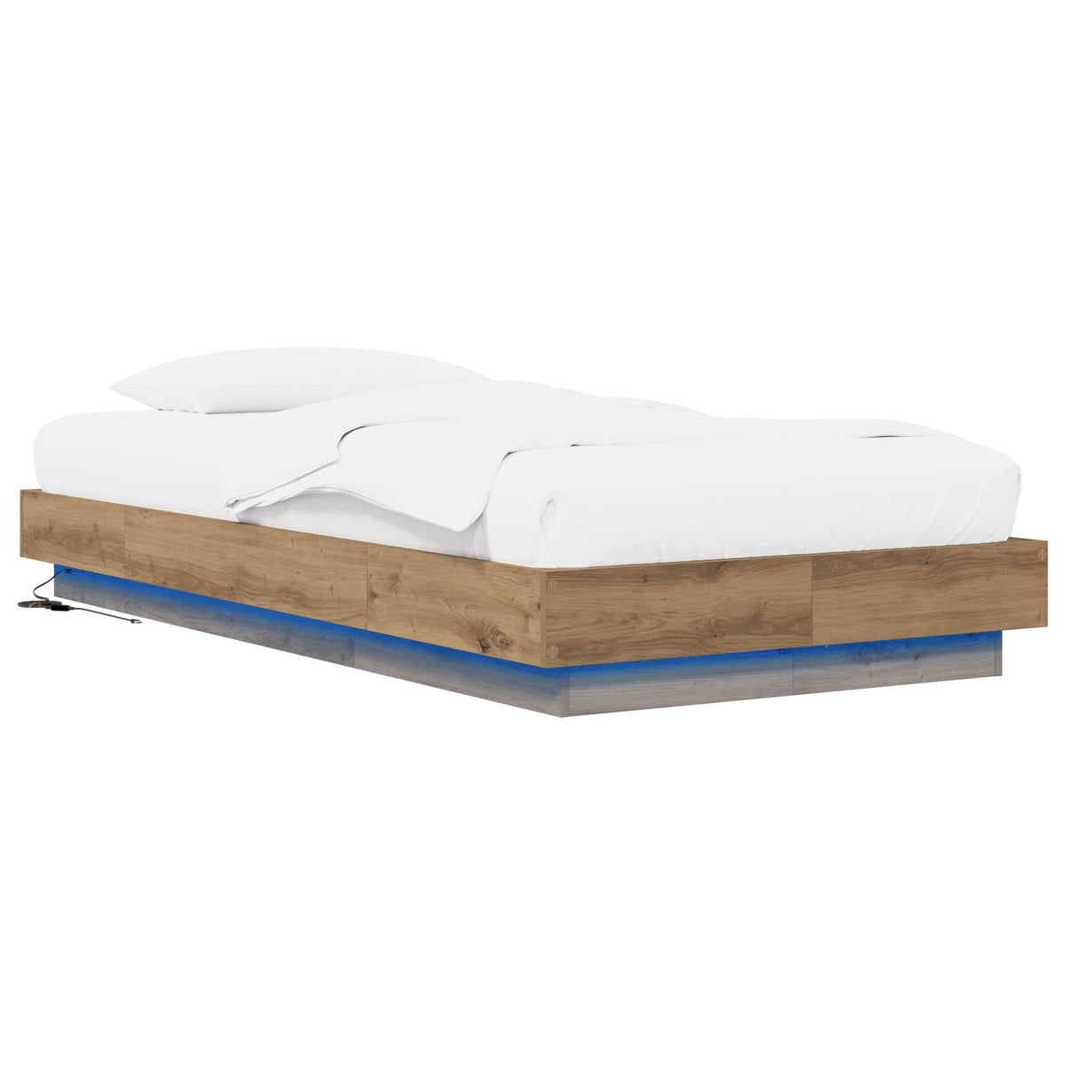 Senge ramme med LED Artisan-eg 80 x 200 cm Konstrueret træ