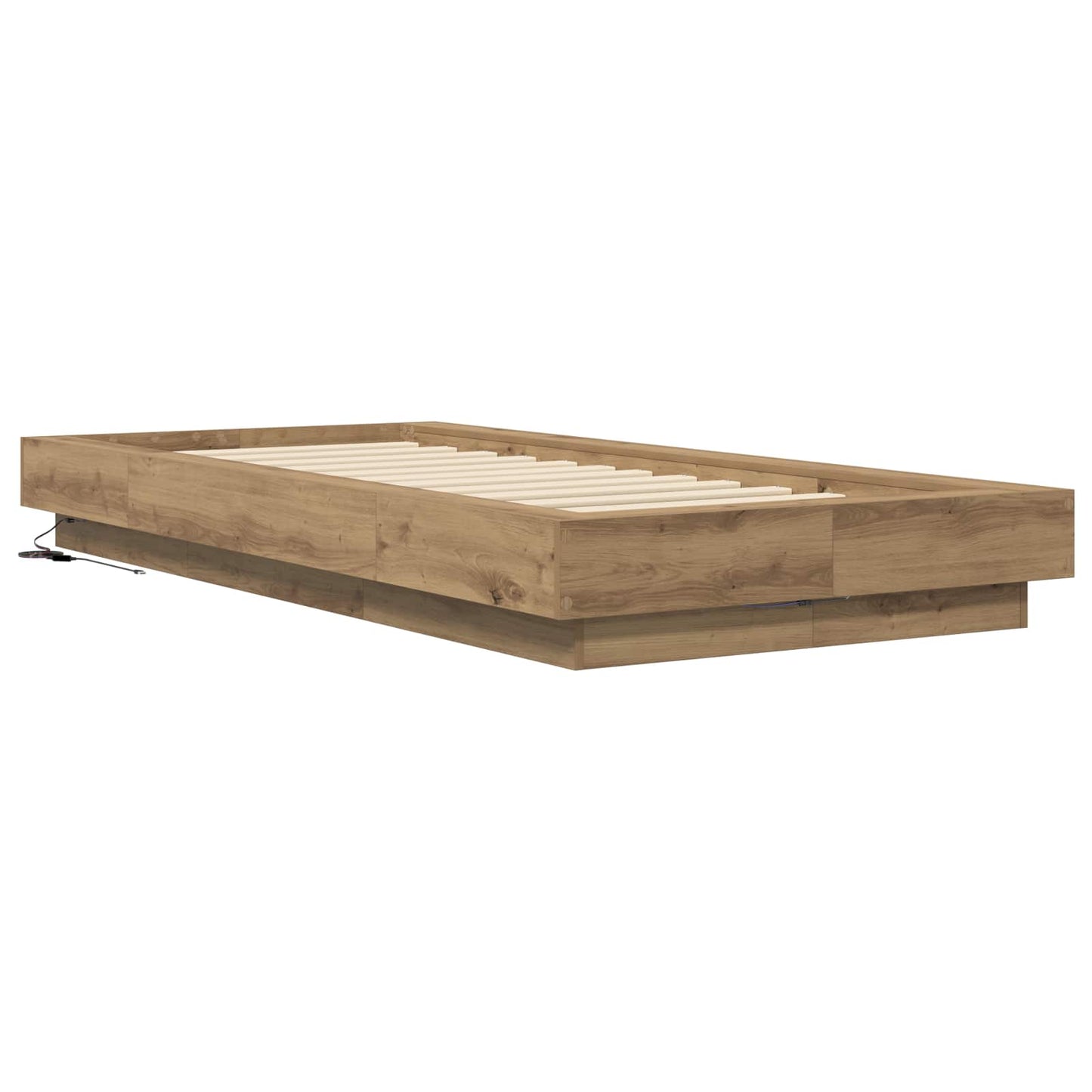 Senge ramme med LED Artisan-eg 80 x 200 cm Konstrueret træ