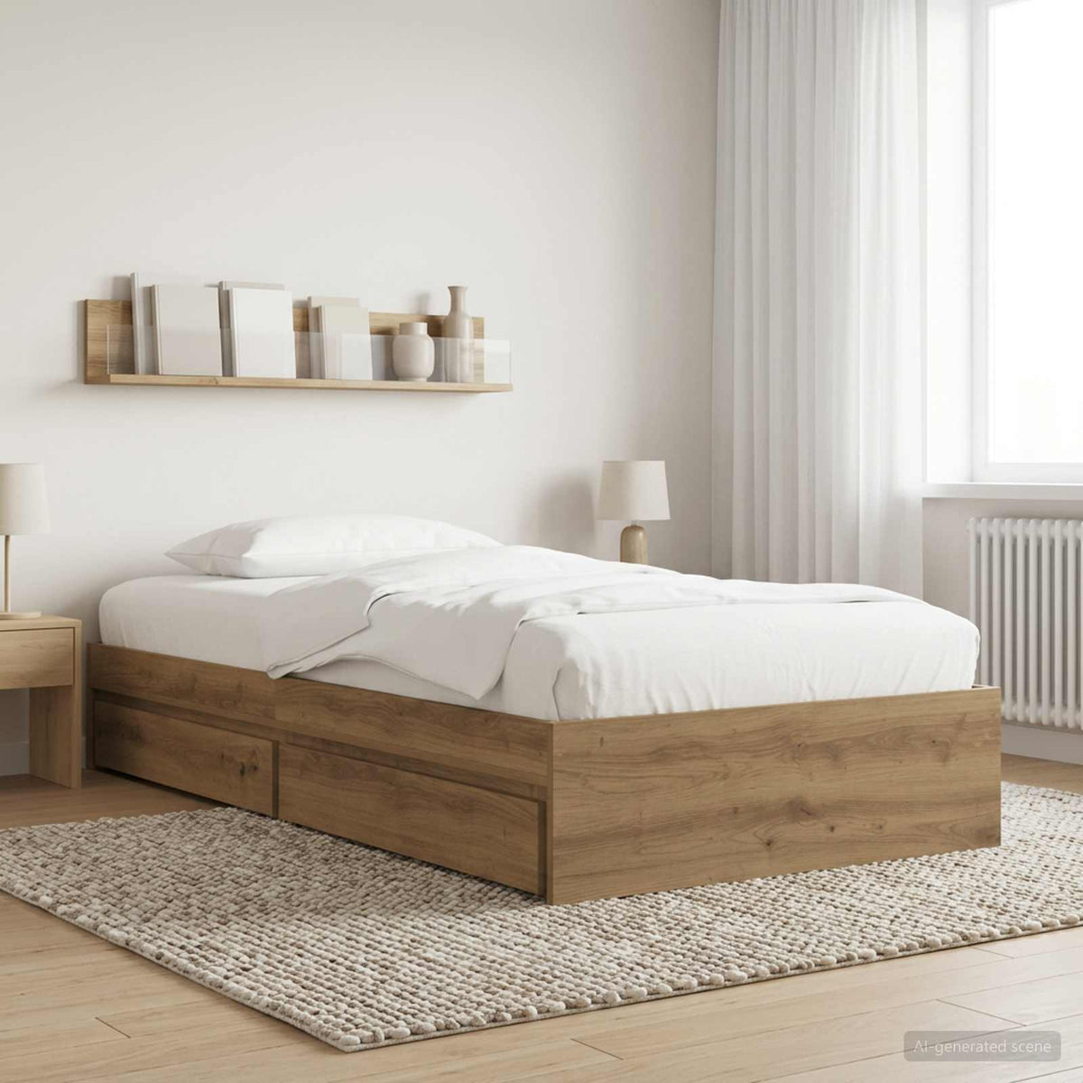 Sengestel med opbevaring Artisan-eg 80 x 200 cm Konstrueret træ