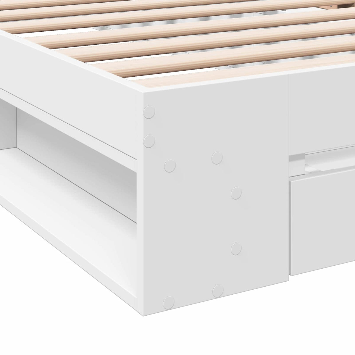 Sengestel med opbevaring Hvid 80 x 200 cm Konstrueret træ