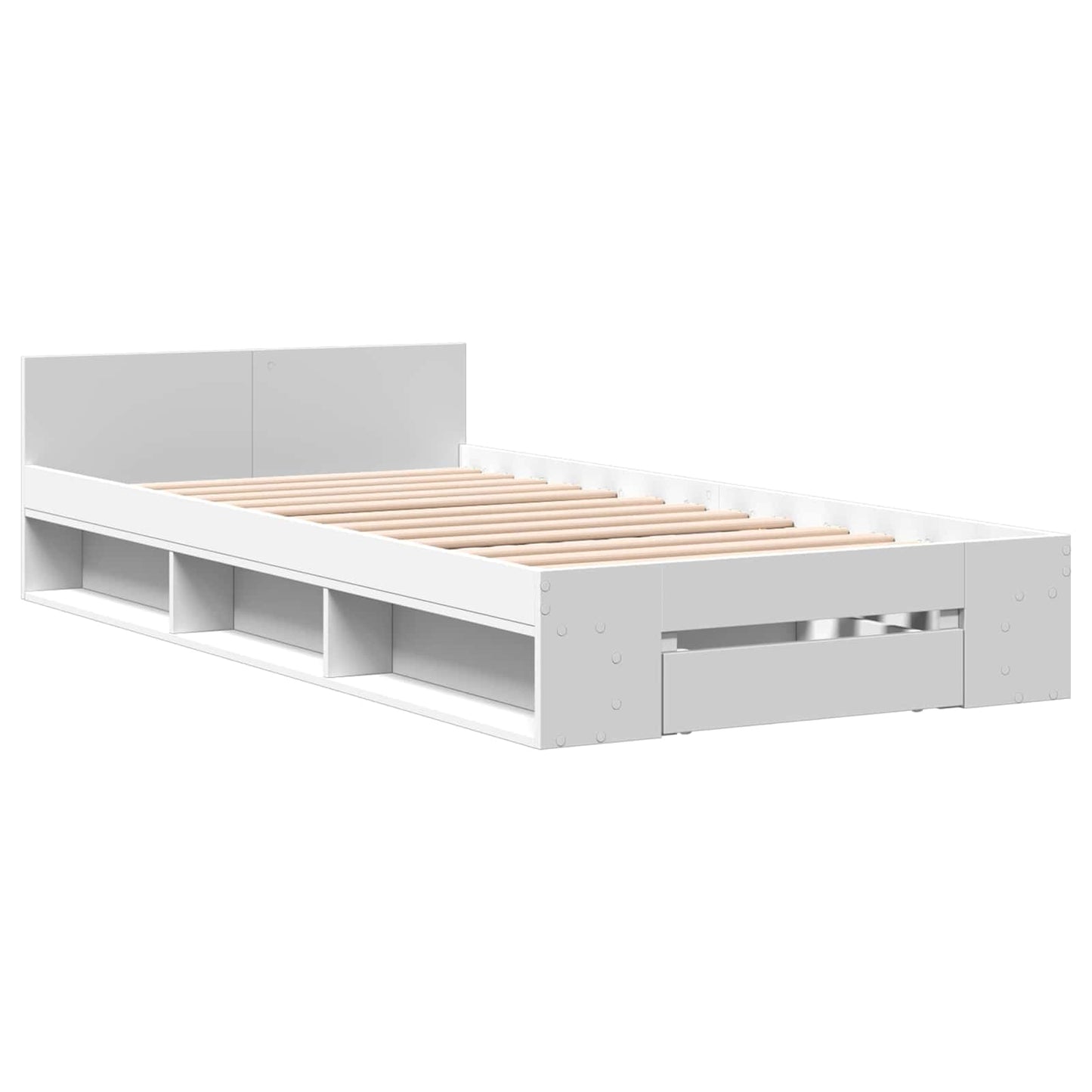 Sengestel med opbevaring Hvid 80 x 200 cm Konstrueret træ