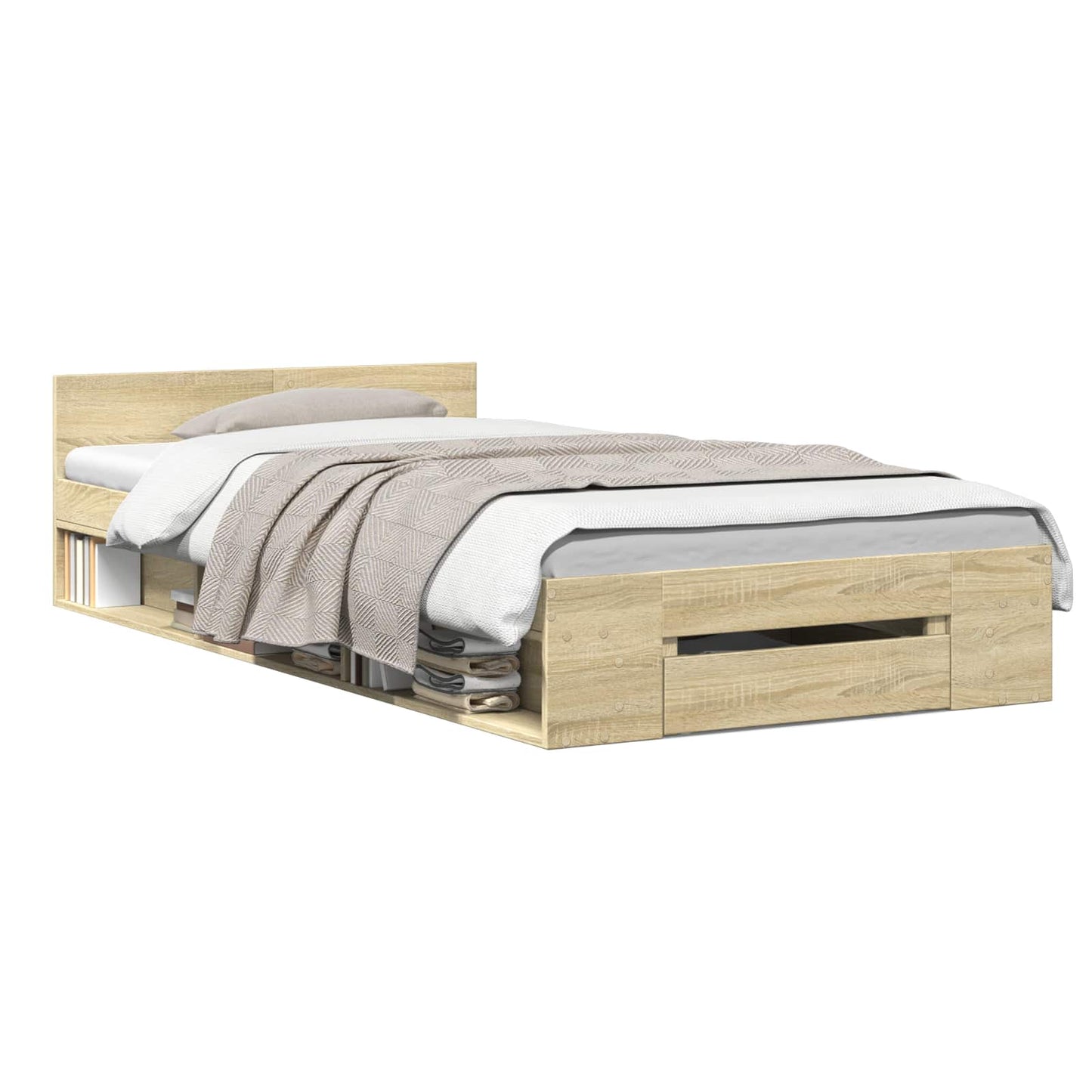 Sengestel med opbevaring Sonoma-eg 80 x 200 cm Konstrueret træ
