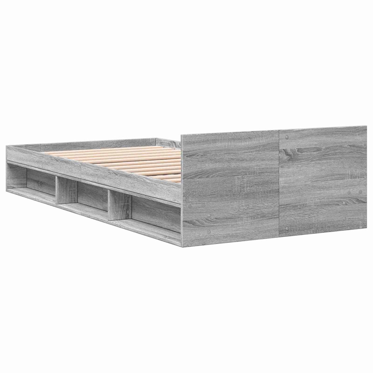 Sengestel med opbevaring Grå Sonoma 80 x 200 cm Konstrueret træ