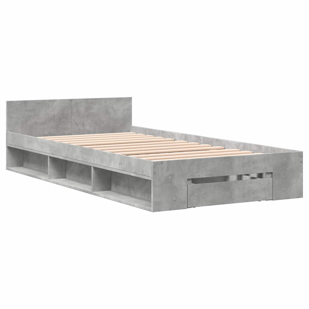 Sengestel med opbevaring Betongrå 80 x 200 cm Konstrueret træ