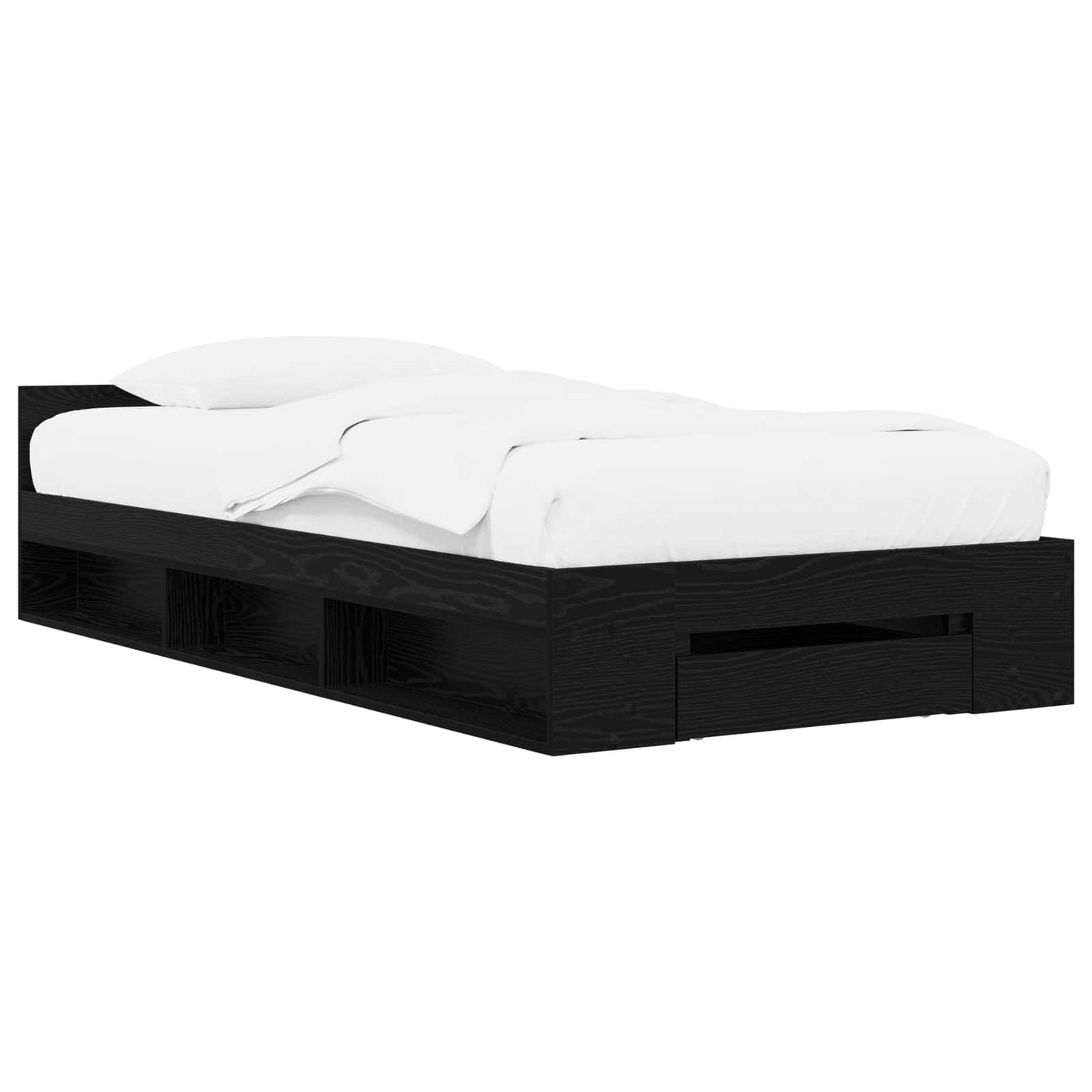 Sengestel med opbevaring Sort eg 80 x 200 cm Konstrueret træ
