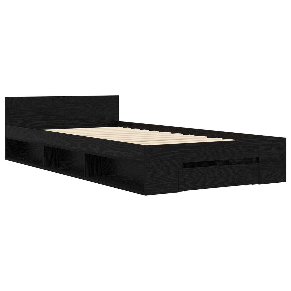 Sengestel med opbevaring Sort eg 80 x 200 cm Konstrueret træ