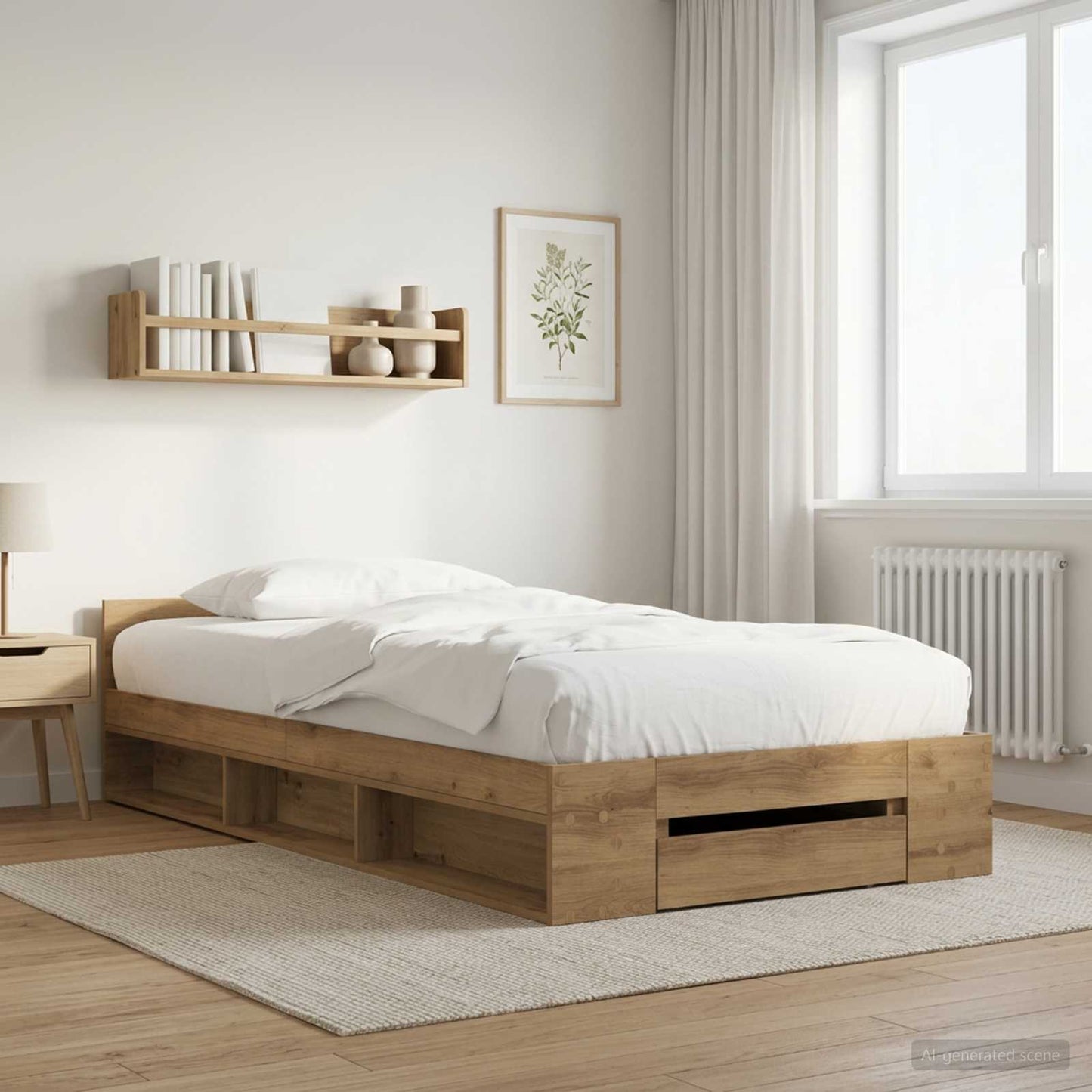 Sengestel med opbevaring Artisan-eg 80 x 200 cm Konstrueret træ