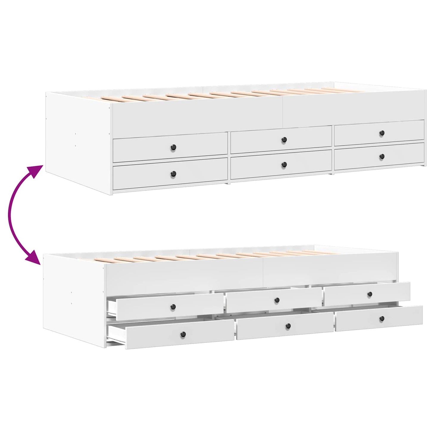 Sengestel med opbevaring Hvid 80 x 200 cm Konstrueret træ
