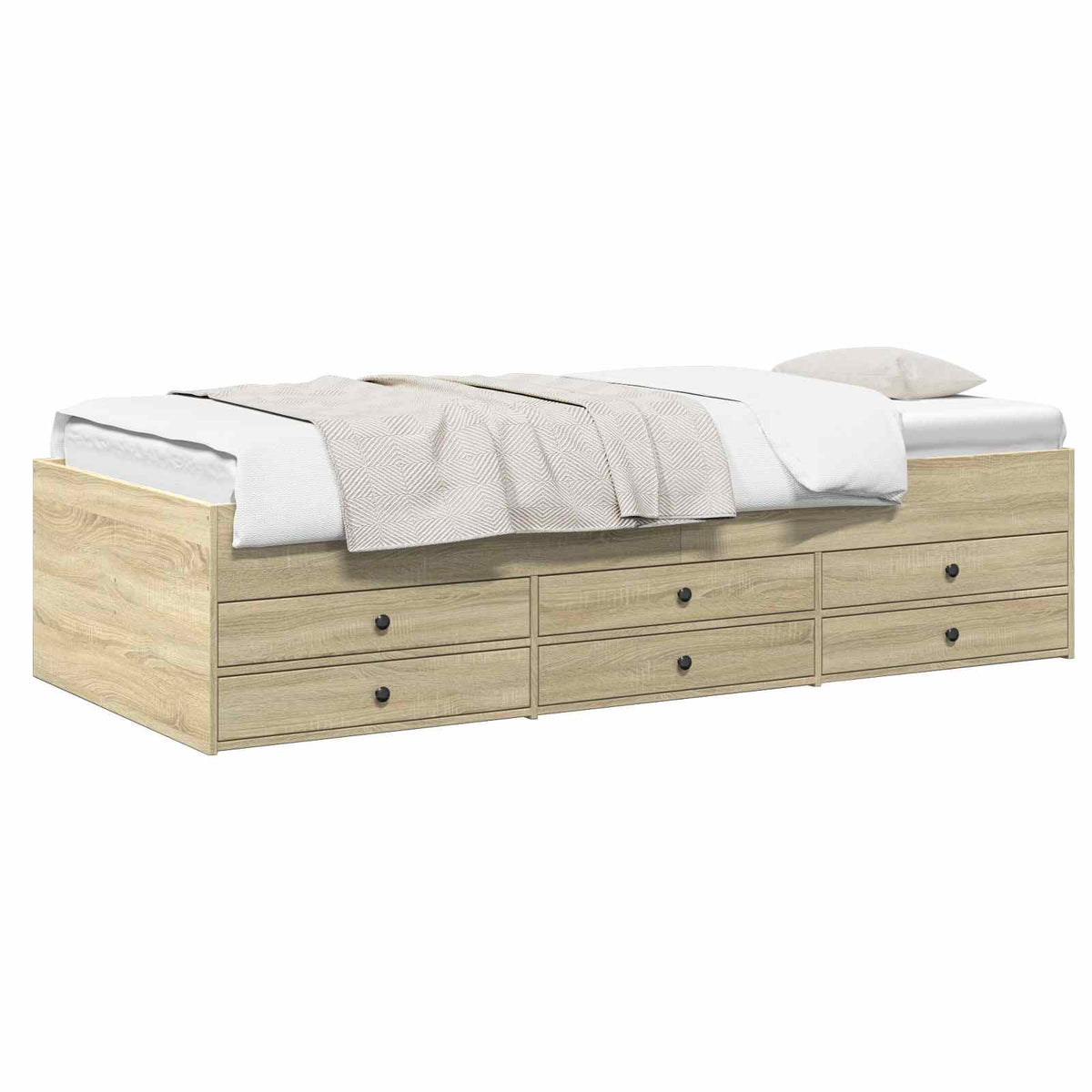 Sengestel med opbevaring Sonoma-eg 80 x 200 cm Konstrueret træ