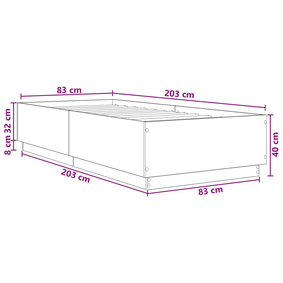 Sengestel Røget eg 80 x 200 cm Konstrueret træ