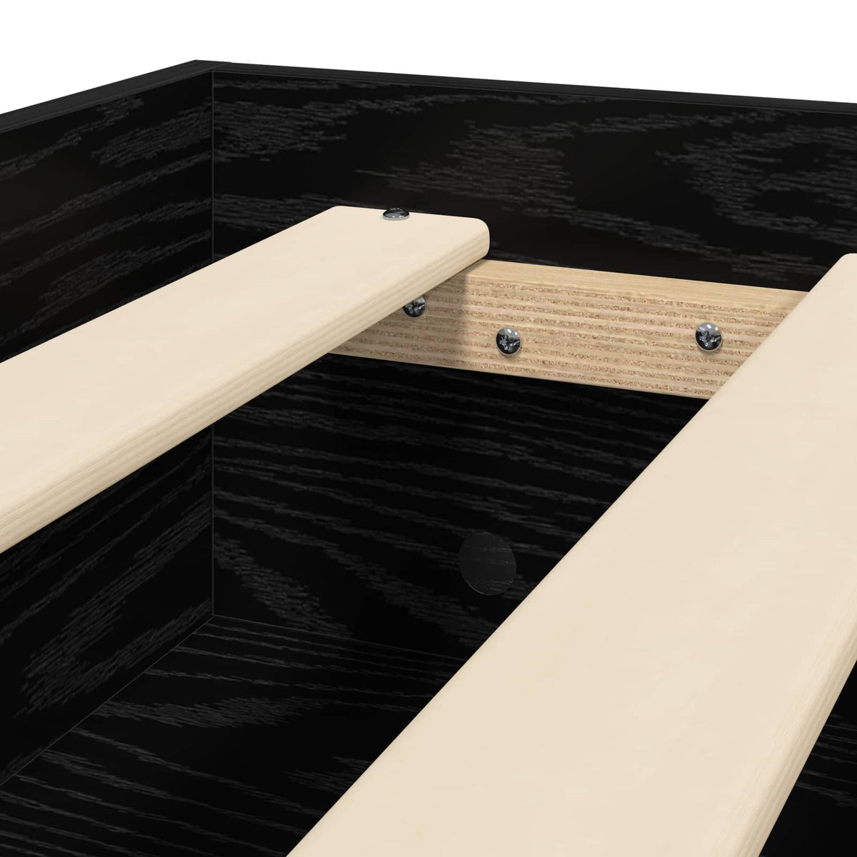 Sengestel med hylde Sort eg 80 x 200 cm Konstrueret træ