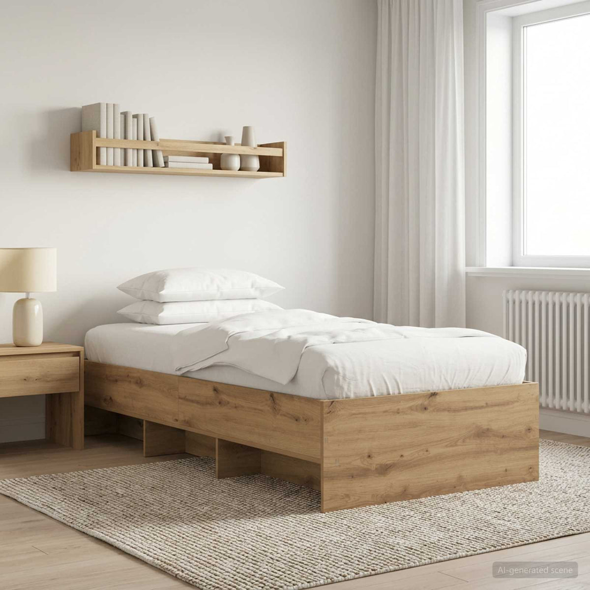 Sengestel med hylde Artisan-eg 80 x 200 cm Konstrueret træ