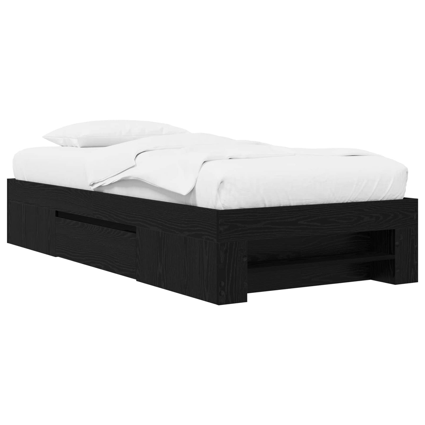 Sengestel med opbevaring Sort eg 80 x 200 cm Konstrueret træ