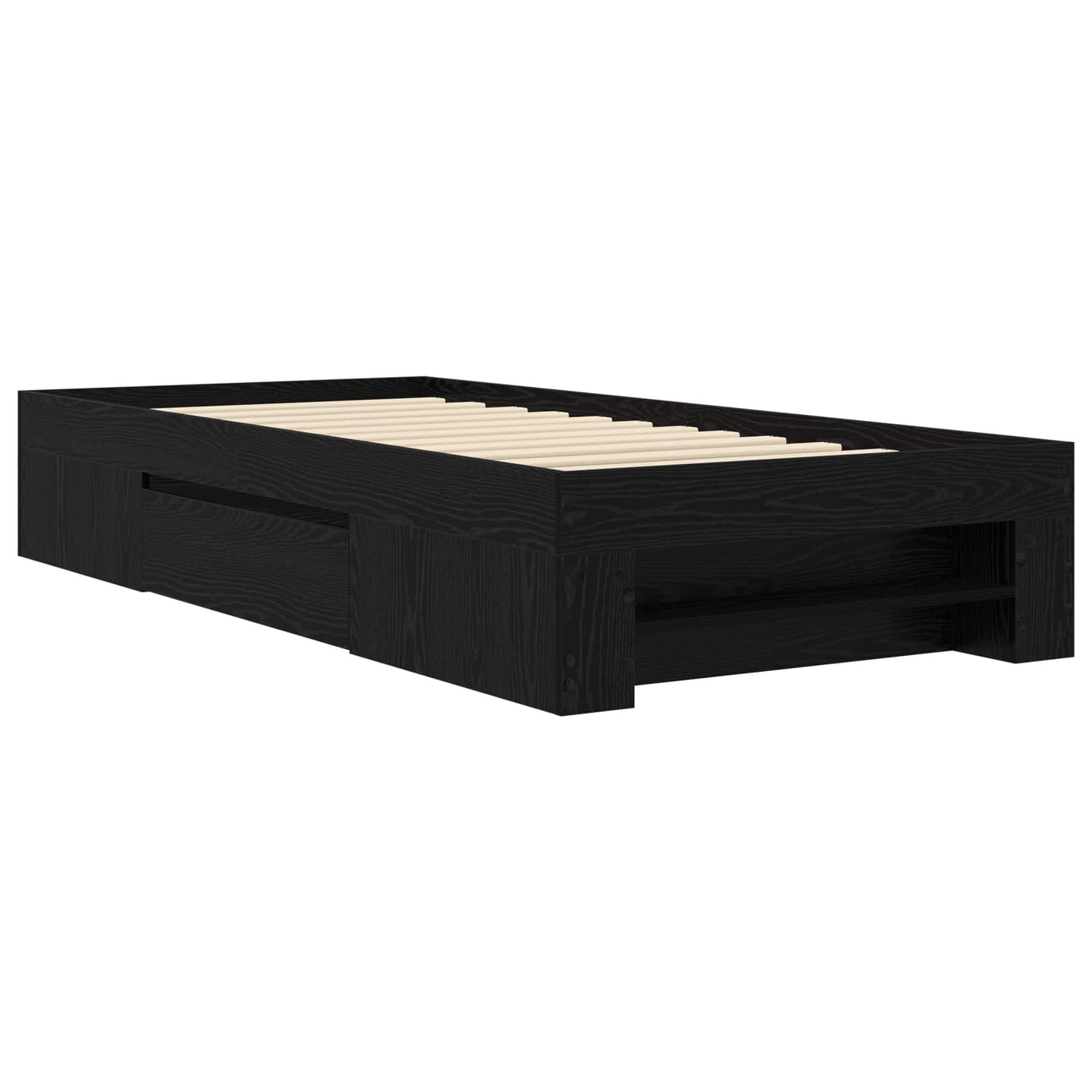Sengestel med opbevaring Sort eg 80 x 200 cm Konstrueret træ