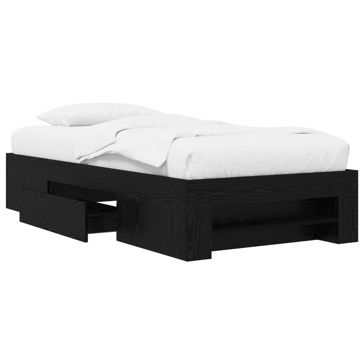 Sengestel med opbevaring Sort eg 80 x 200 cm Konstrueret træ