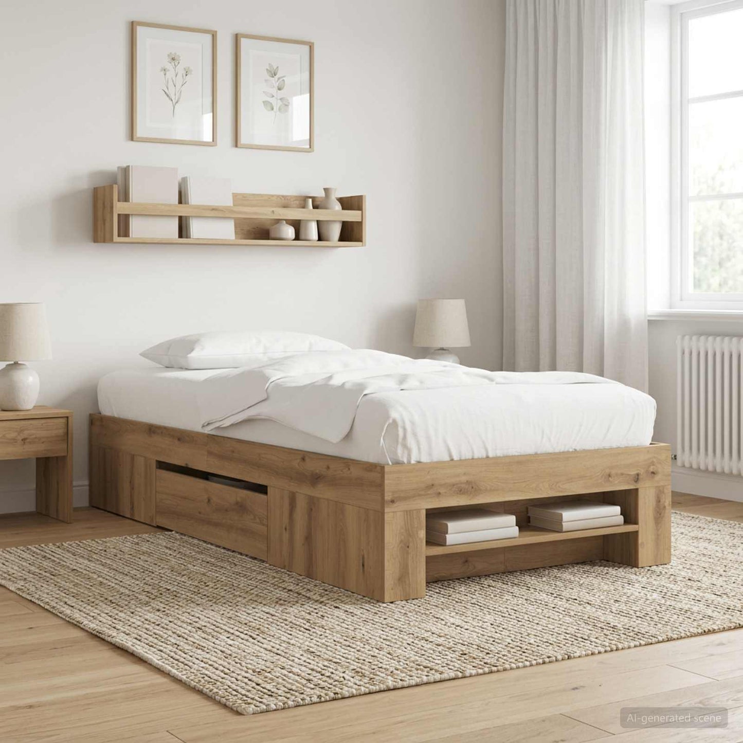 Sengestel med opbevaring Artisan-eg 80 x 200 cm Konstrueret træ