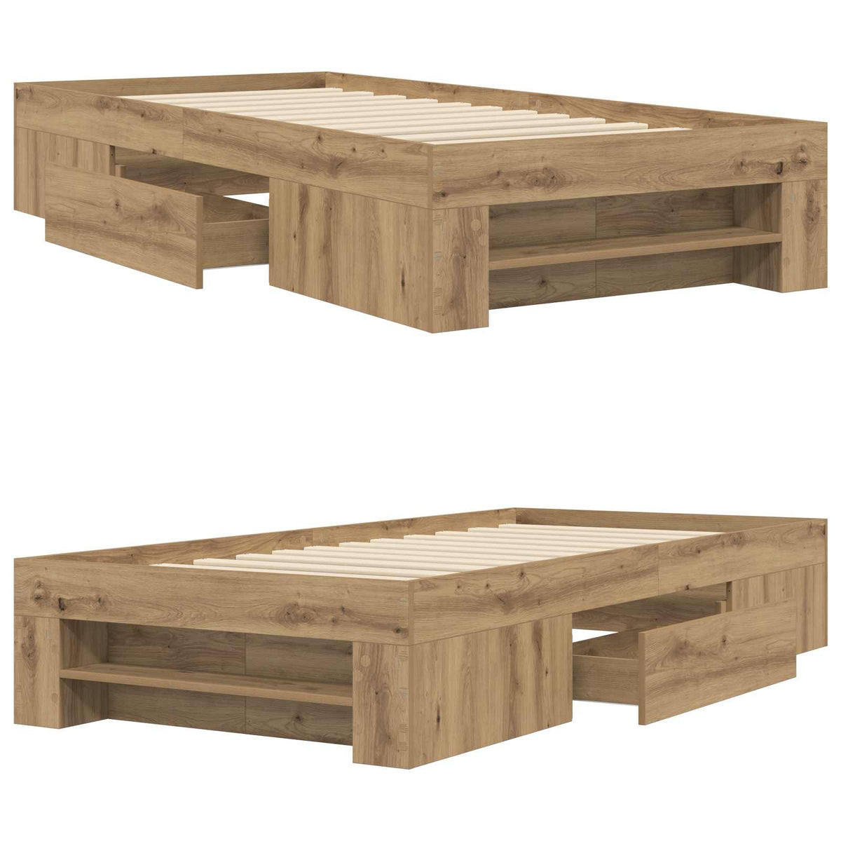 Sengestel med opbevaring Artisan-eg 80 x 200 cm Konstrueret træ