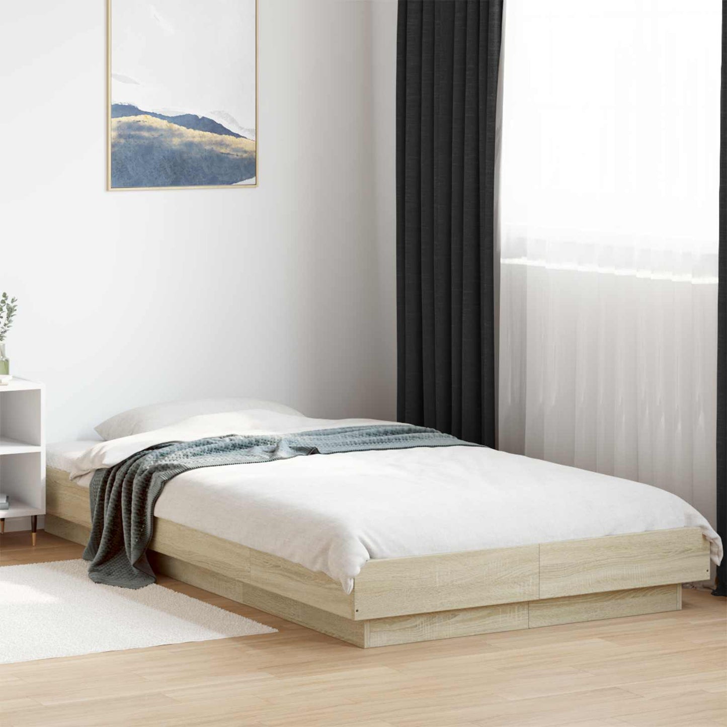 Gulvsengramme Sonoma-eg 80 x 210 cm Konstrueret træ