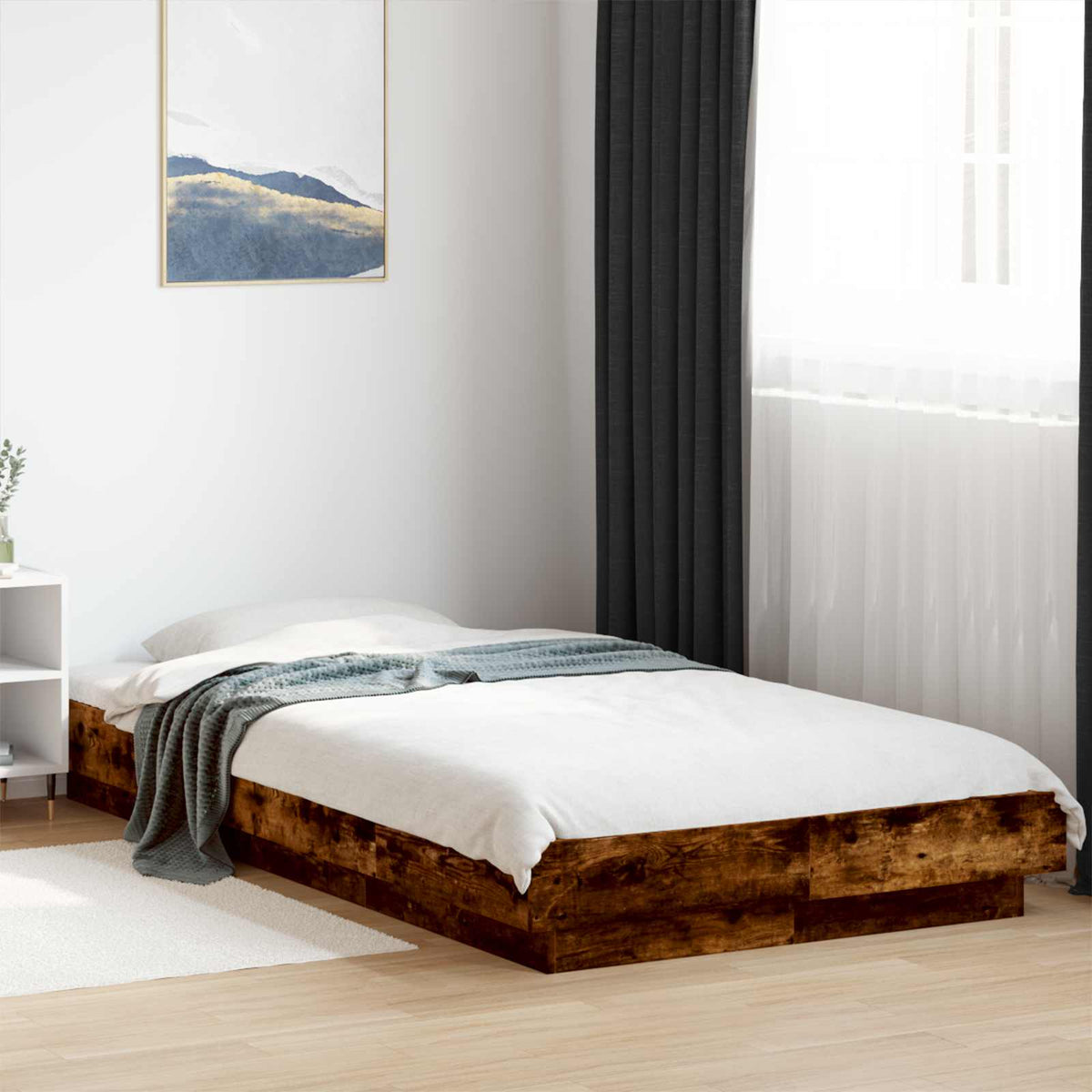 Gulvsengramme Røget eg 80 x 210 cm Konstrueret træ