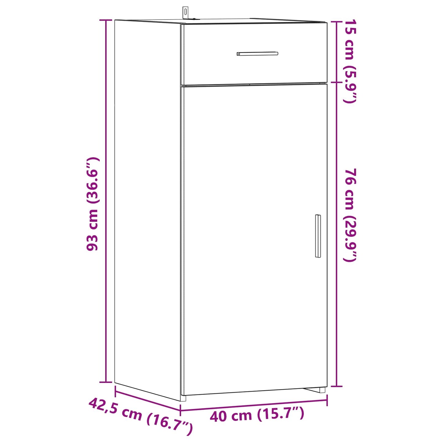 Opbevaringsskab Gammelt træ 40 x 42,5 x 93 cm Konstrueret træ