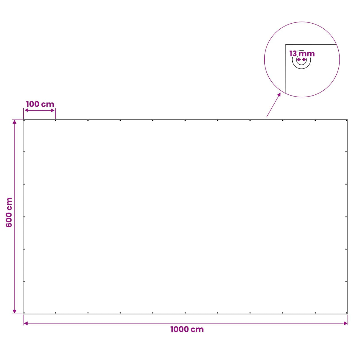 Presenning med øjer Lysegrå 6 x 10 m 90 gsm PE