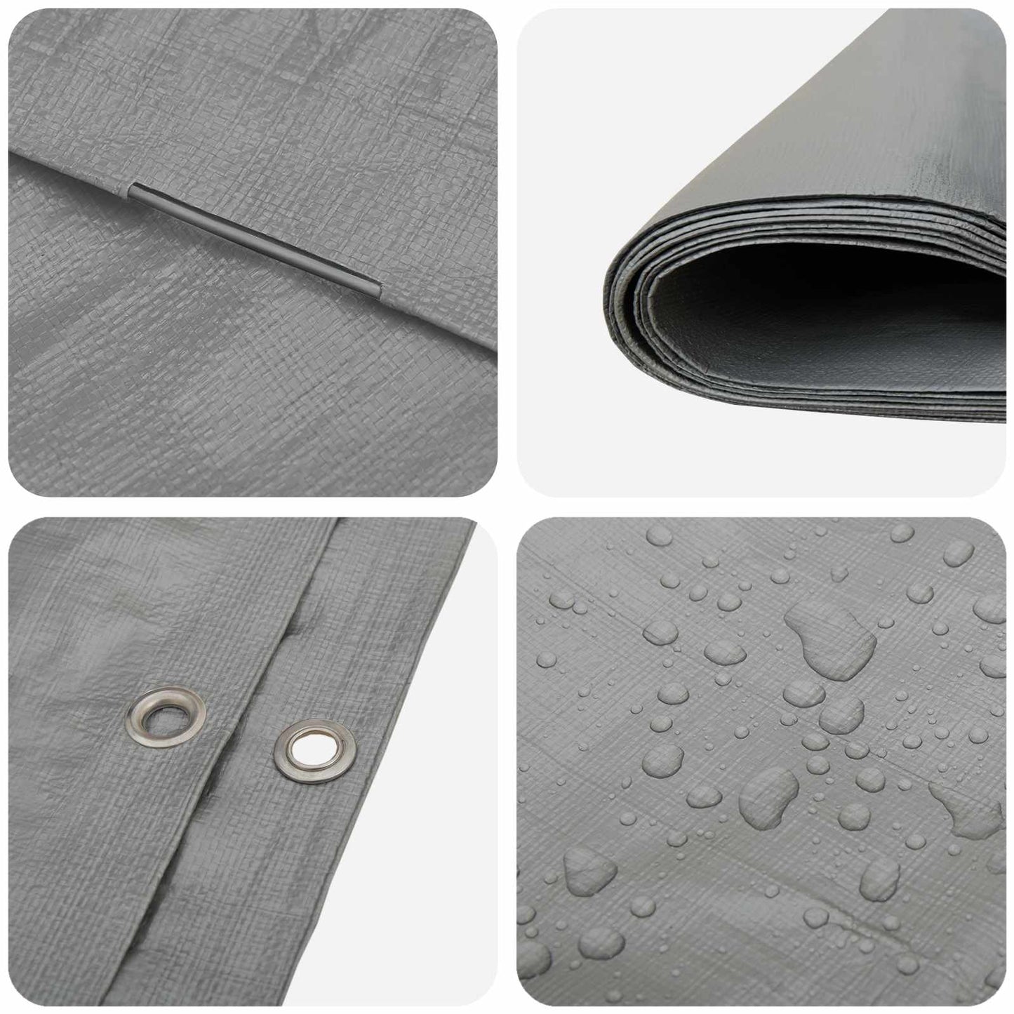 Presenning med øjer Lysegrå 6 x 12 m 260 gsm PE