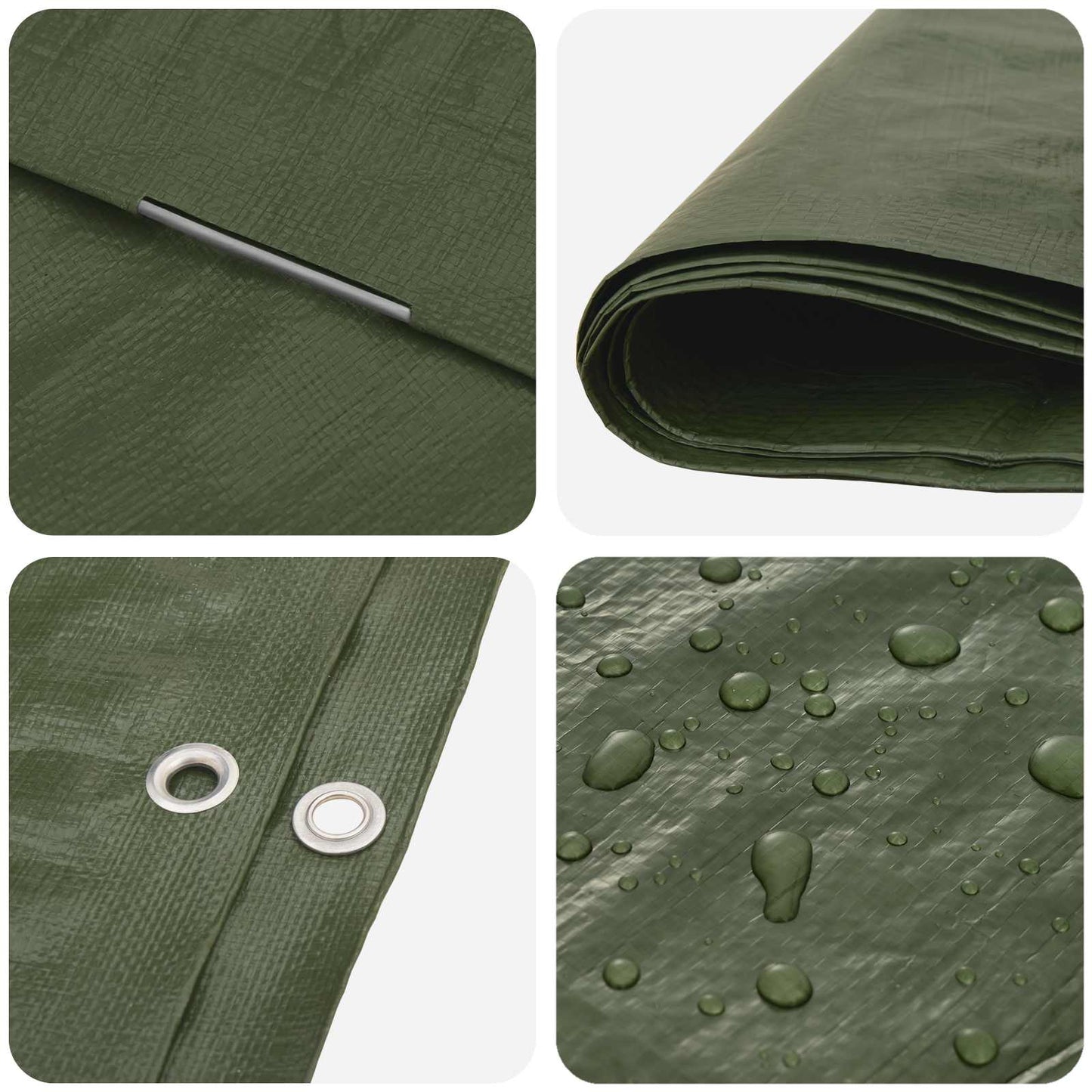 Presenning med øjer Grøn 6 x 12 m 90 gsm PE