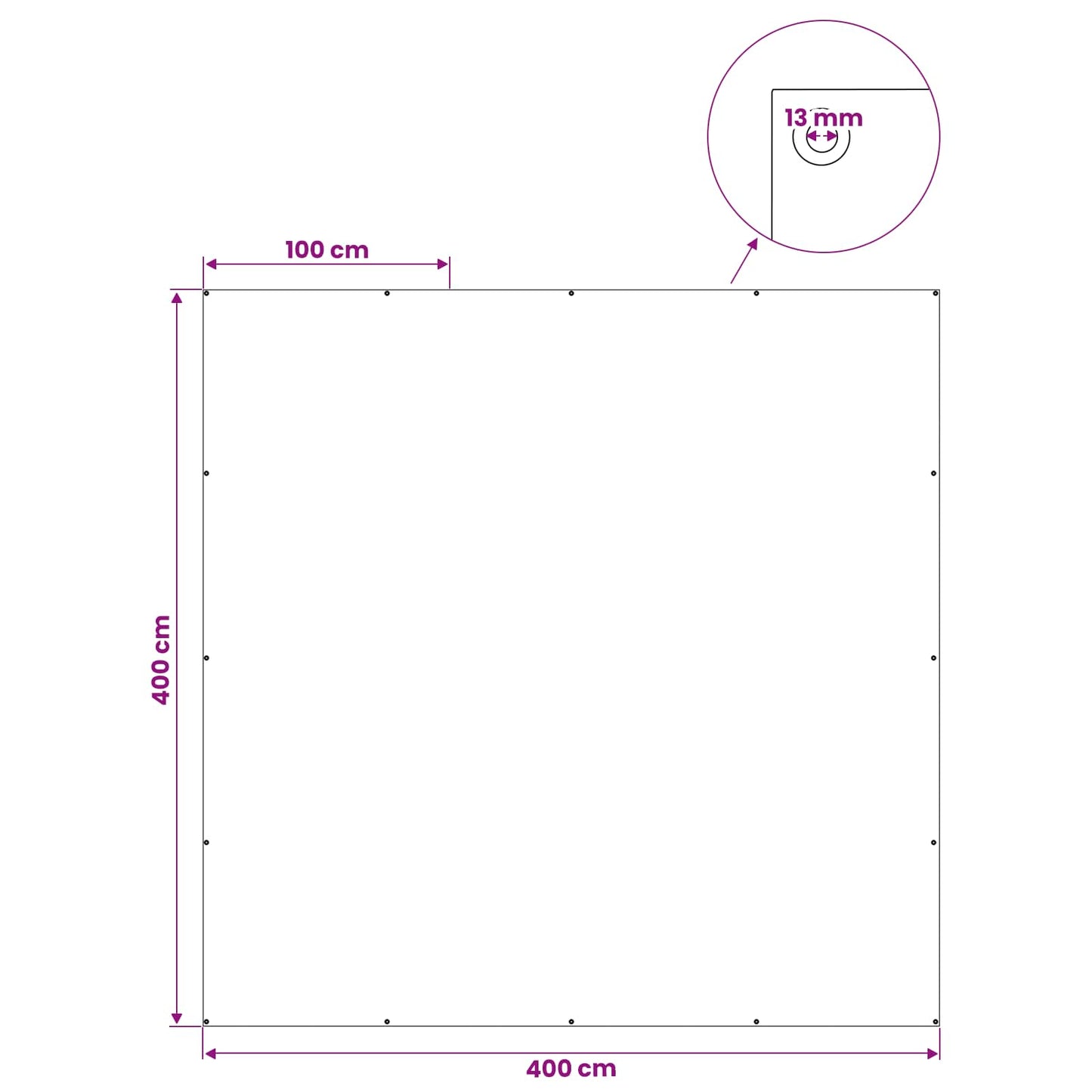 Presenning med øjer Hvid 4 x 4 m 180 gsm PE