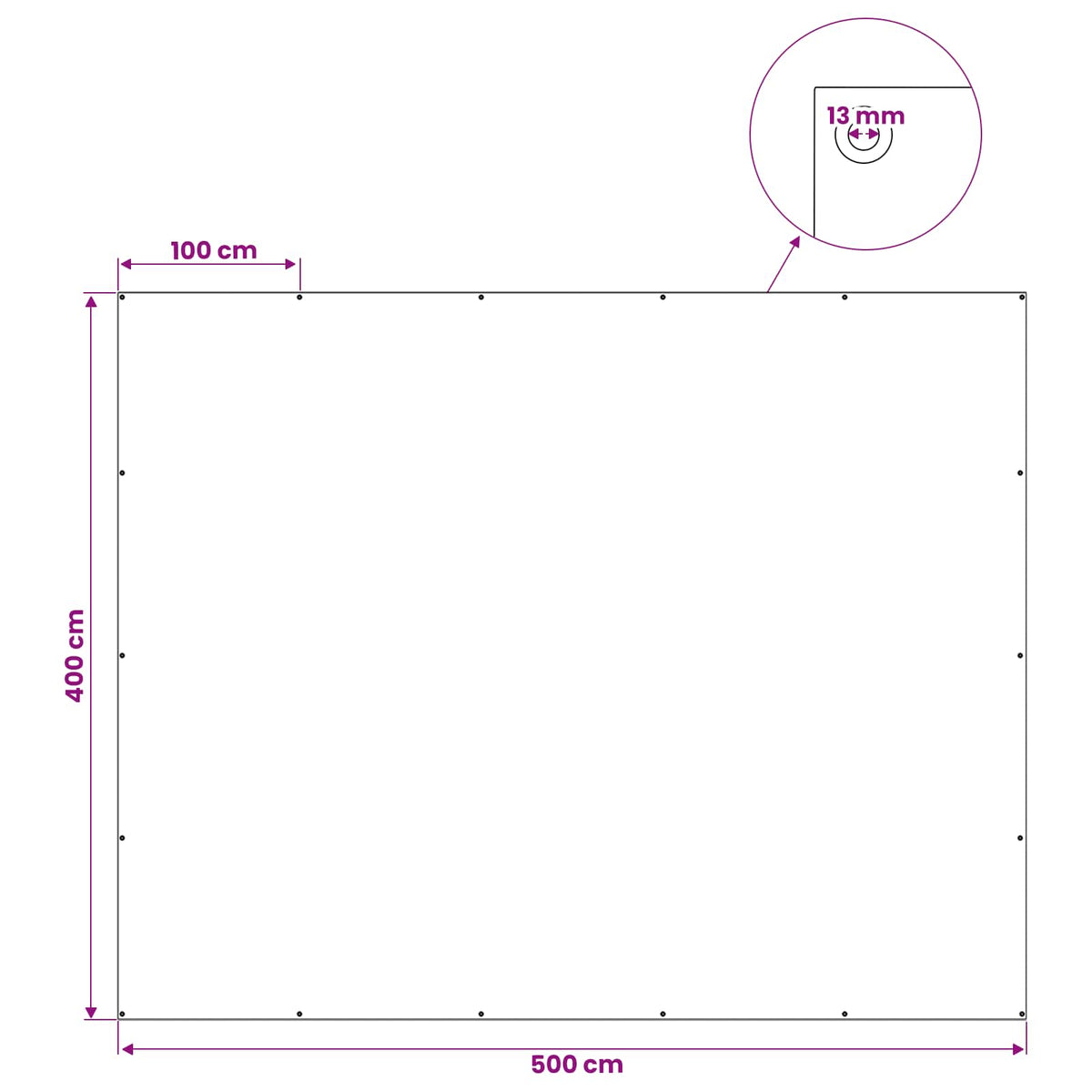 Presenning med øjer Hvid 4 x 5 m 180 gsm PE