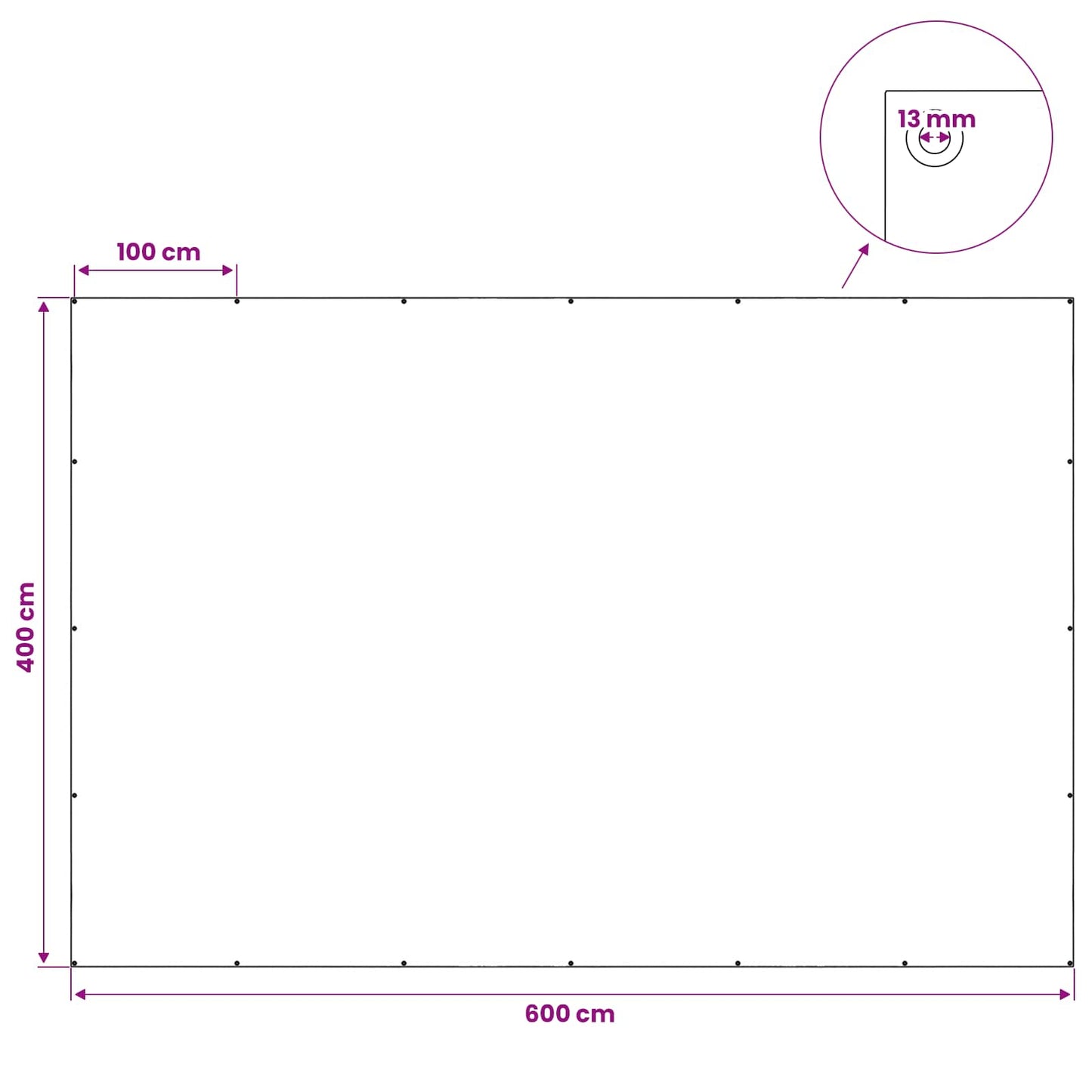 Presenning med øjer Hvid 4 x 6 m 180 gsm PE
