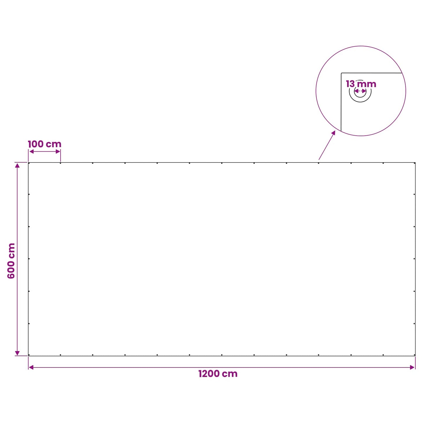 Presenning med øjer Hvid 6 x 12 m 180 gsm PE