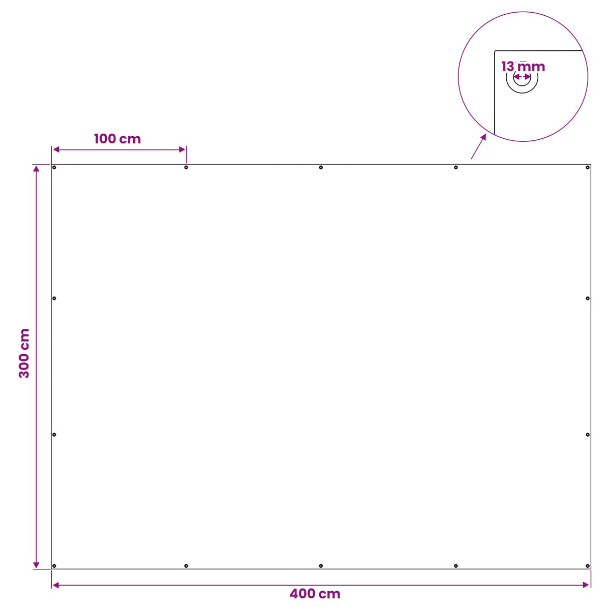 Presenning med øjer Hvid 3 x 4 m 260 gsm PE